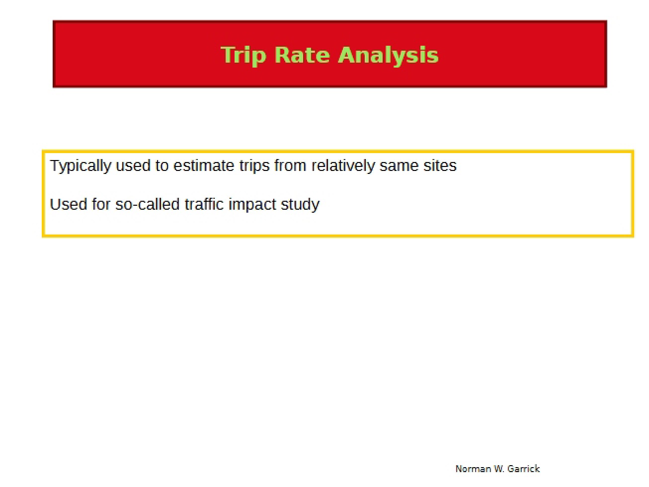 Analysis of Trip Rate