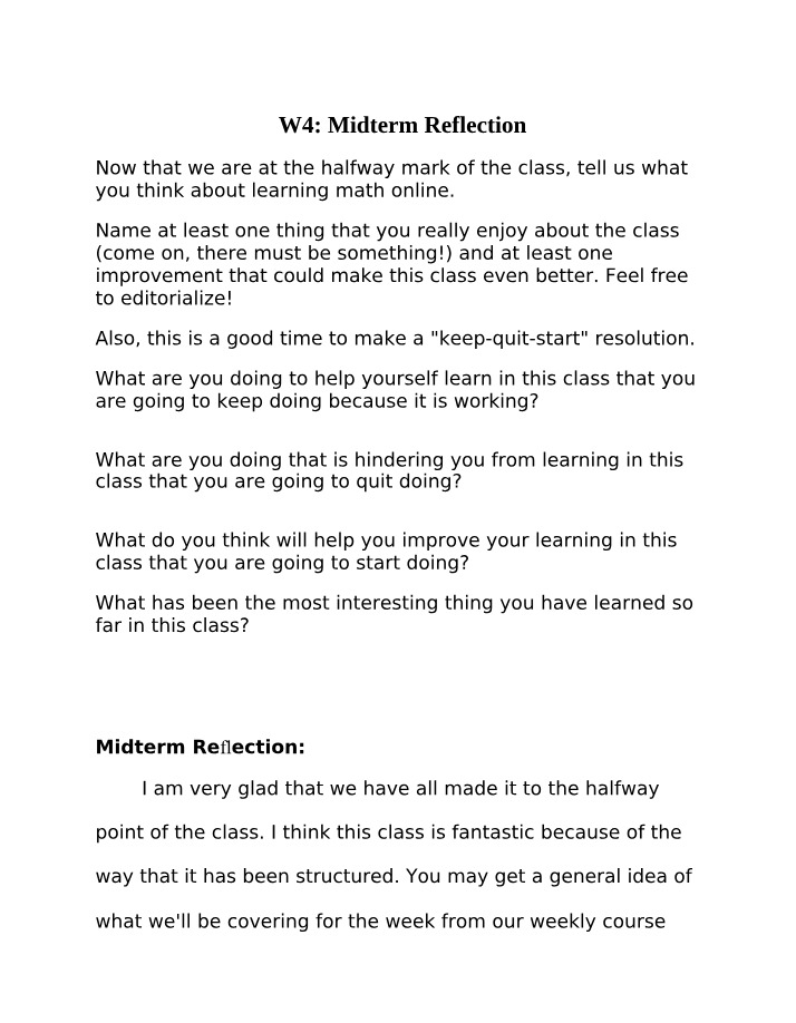 Reflection on Learning Math Online