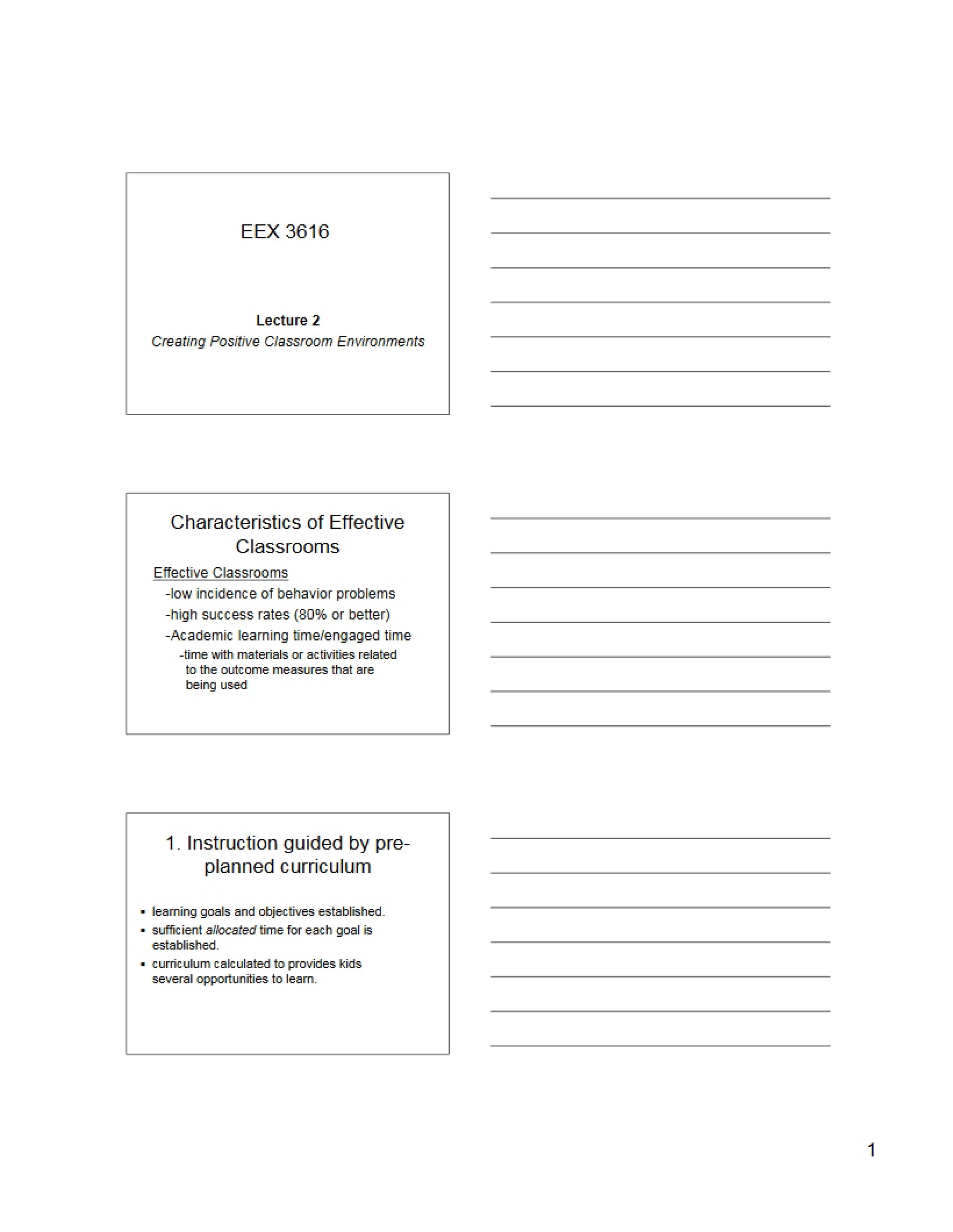 Establishment of Positive Environments in the Classroom