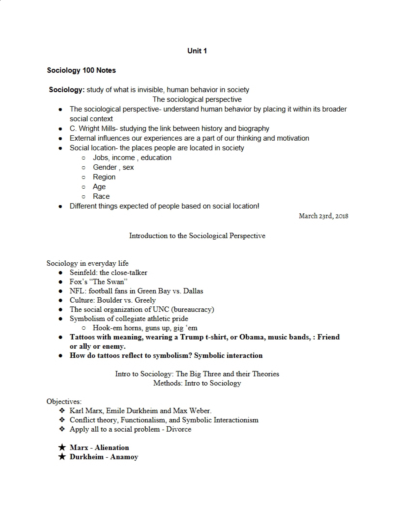 Notes on Sociology