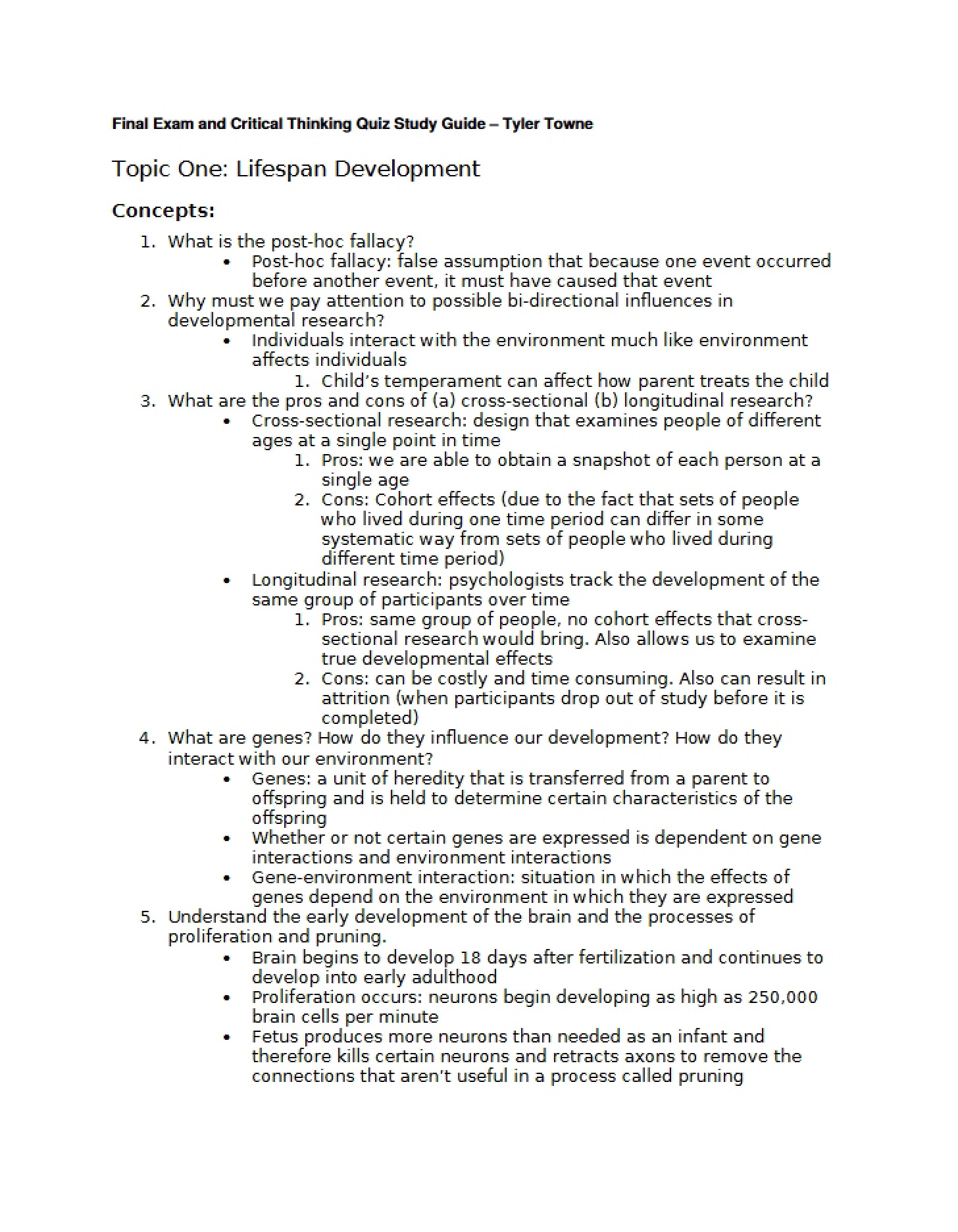 Lifespan Development Topic One