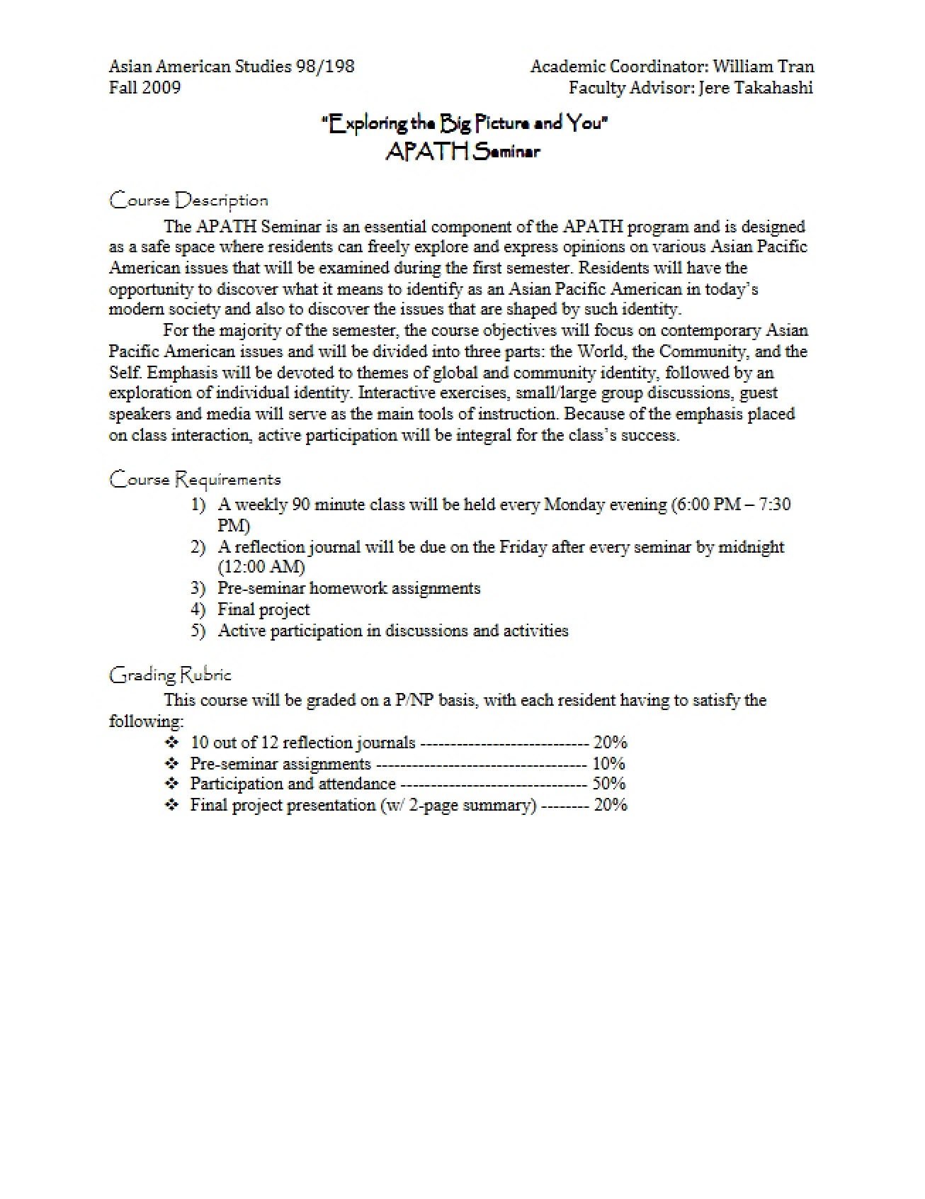 Supervised Group Study Syllabus