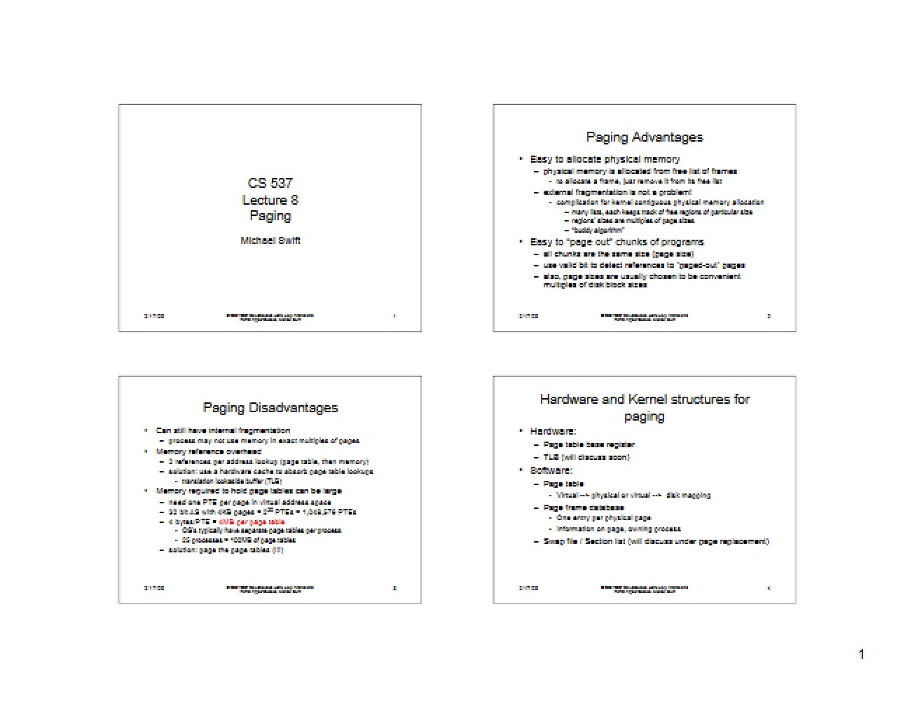 Paging (Lecture 8)