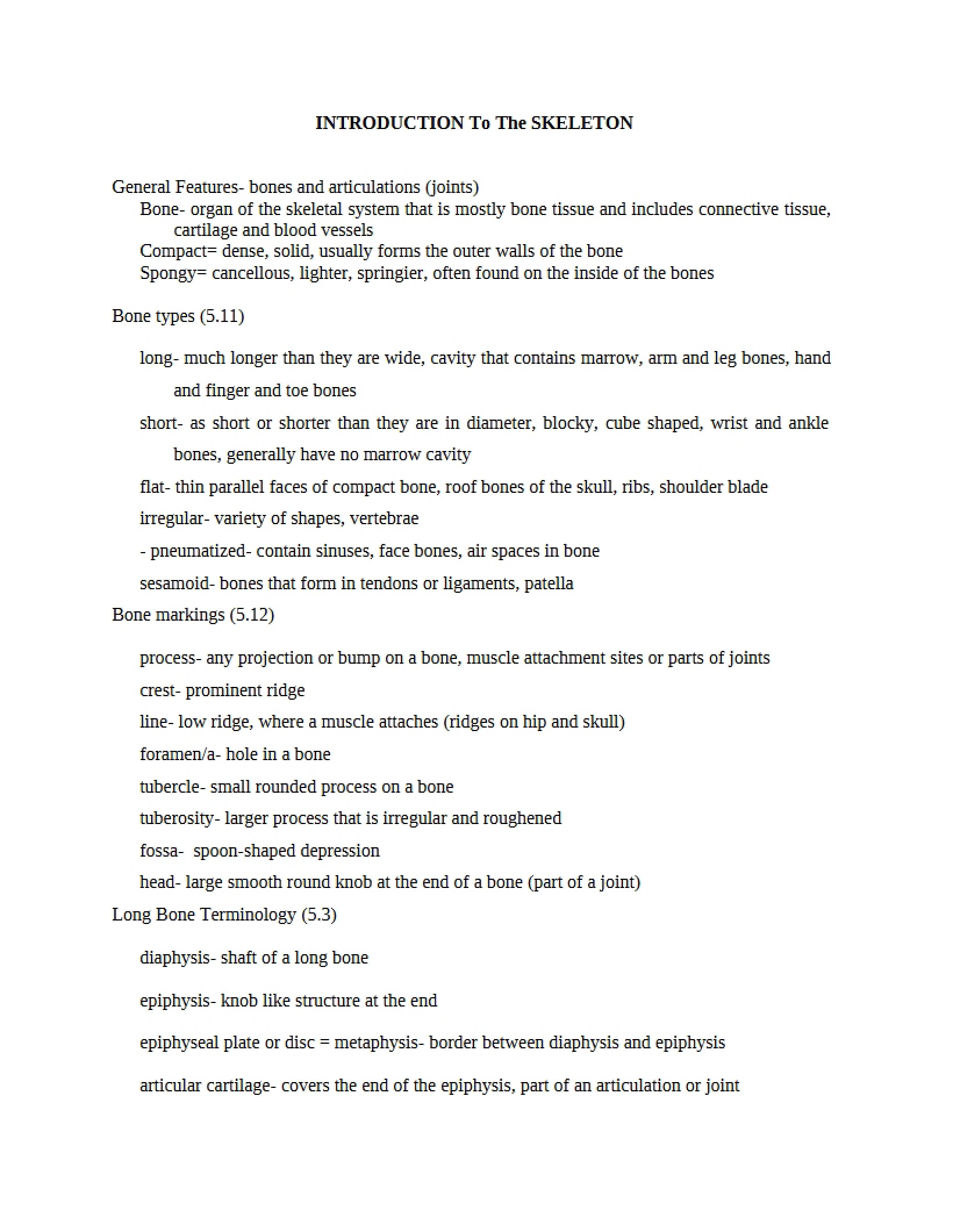 Skeletal System Introduction
