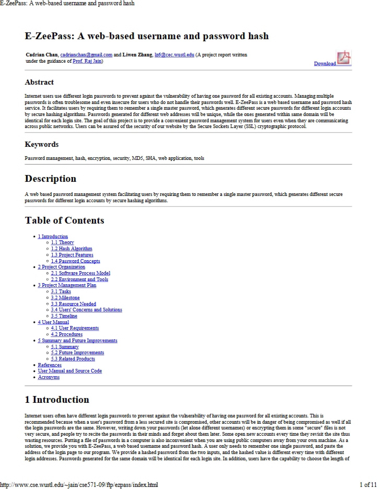 E-ZeePass Web-Based Password and Username Hash