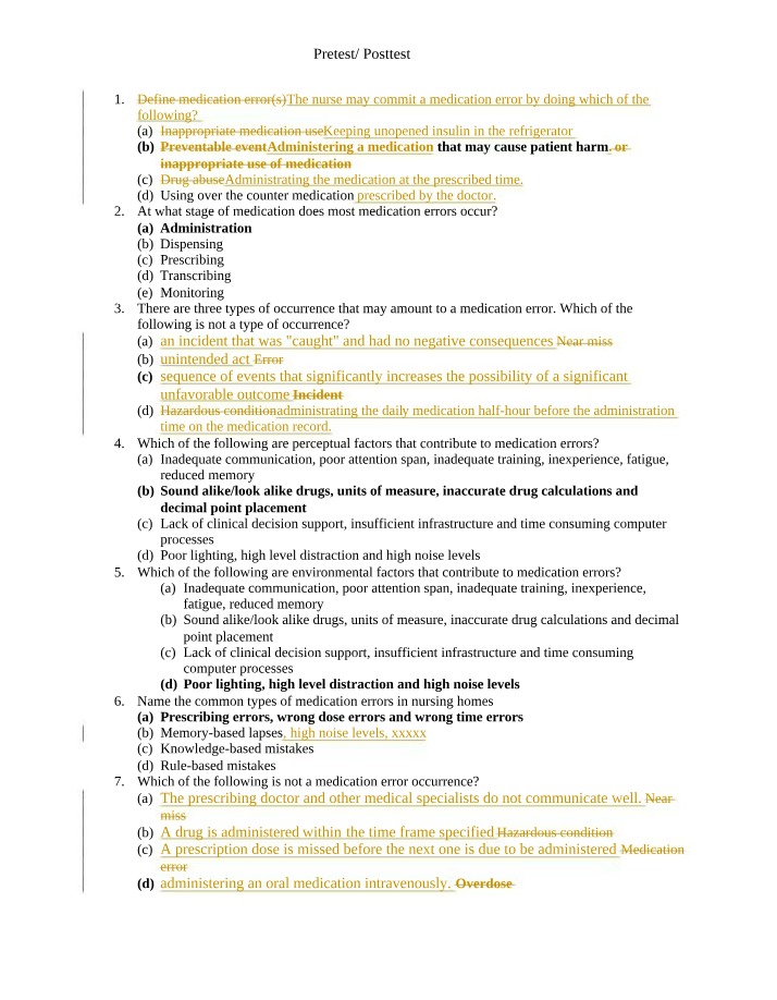 Pretest and Posttest Assessment