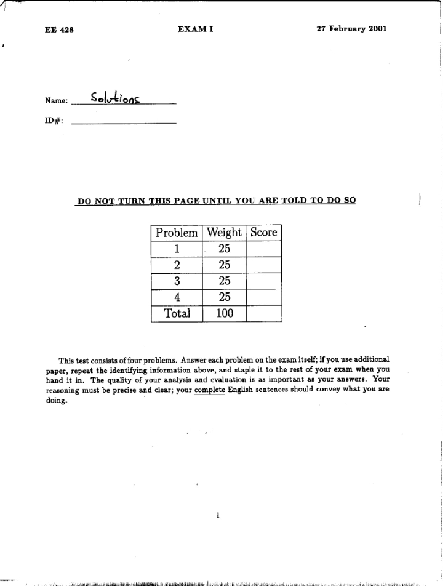 Spring 2001 Term Test 1