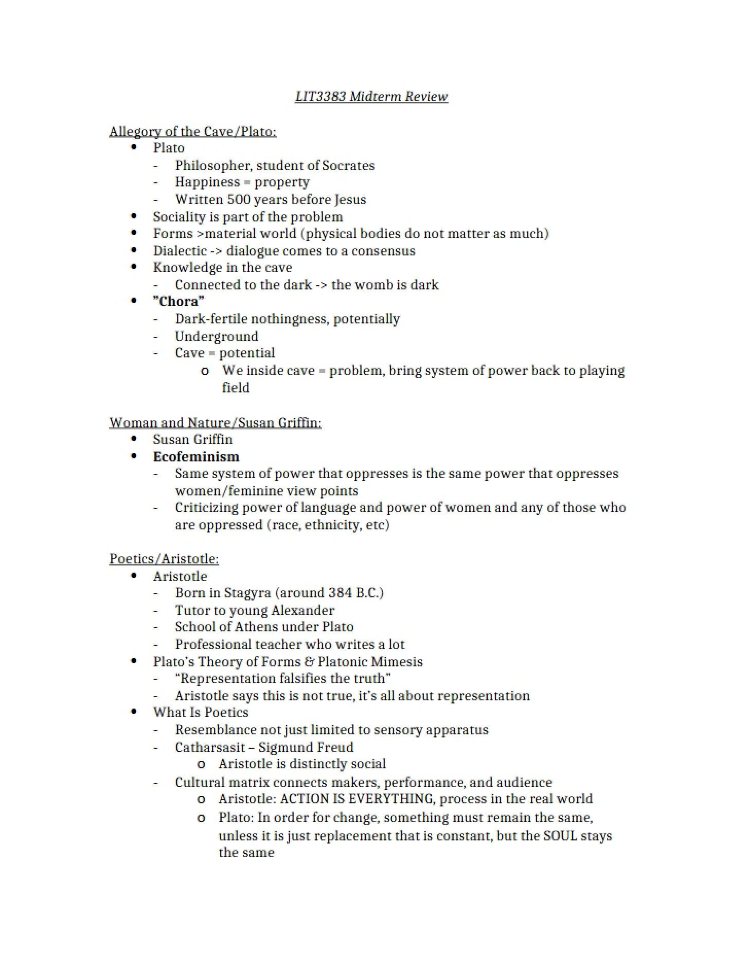 Mid-Semester Summary Sheet