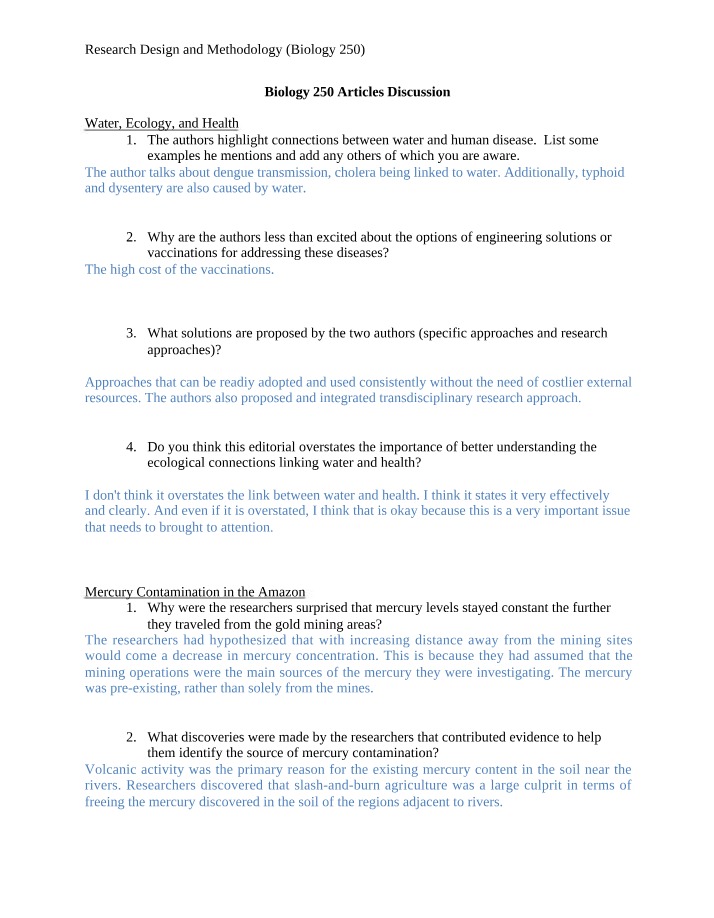 Discussion on One Health Articles