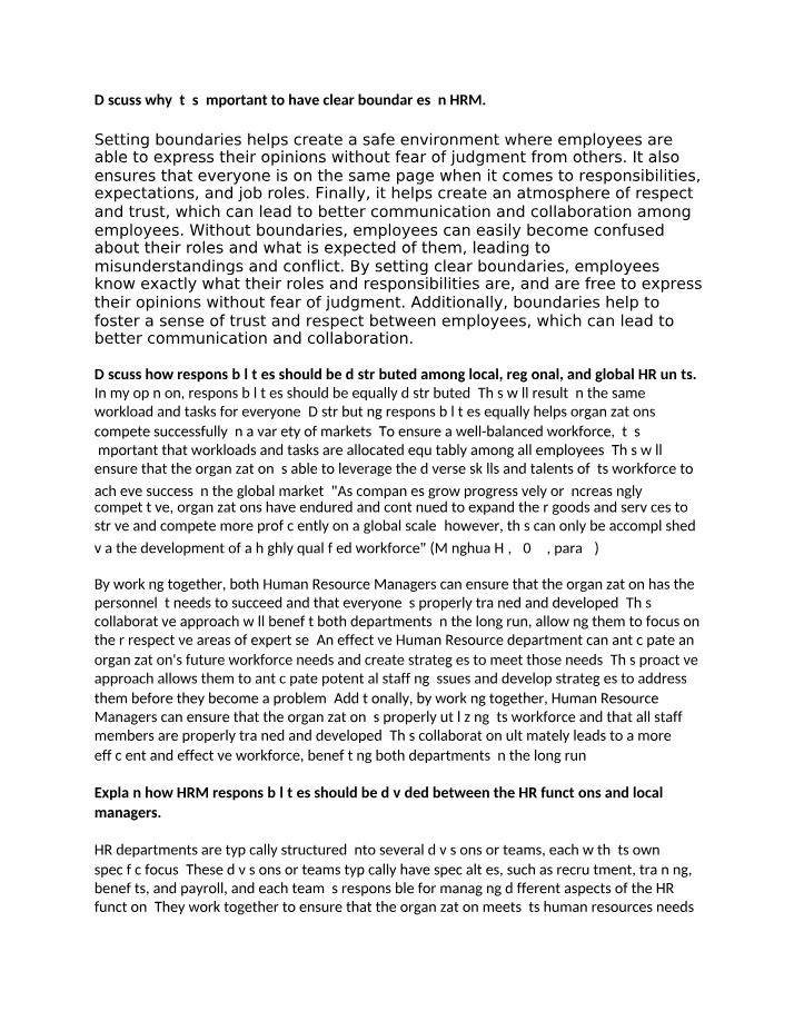 Workforce Diversity and Clear Boundaries in HRM