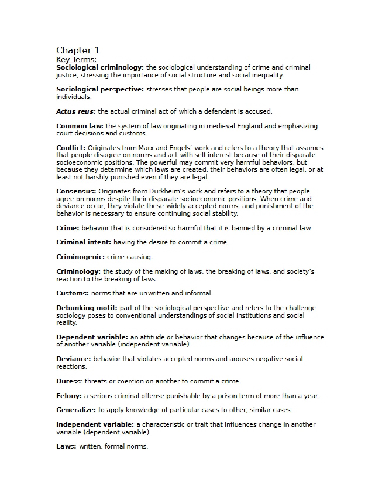 Initial Chapter on Criminal Behavior Studies