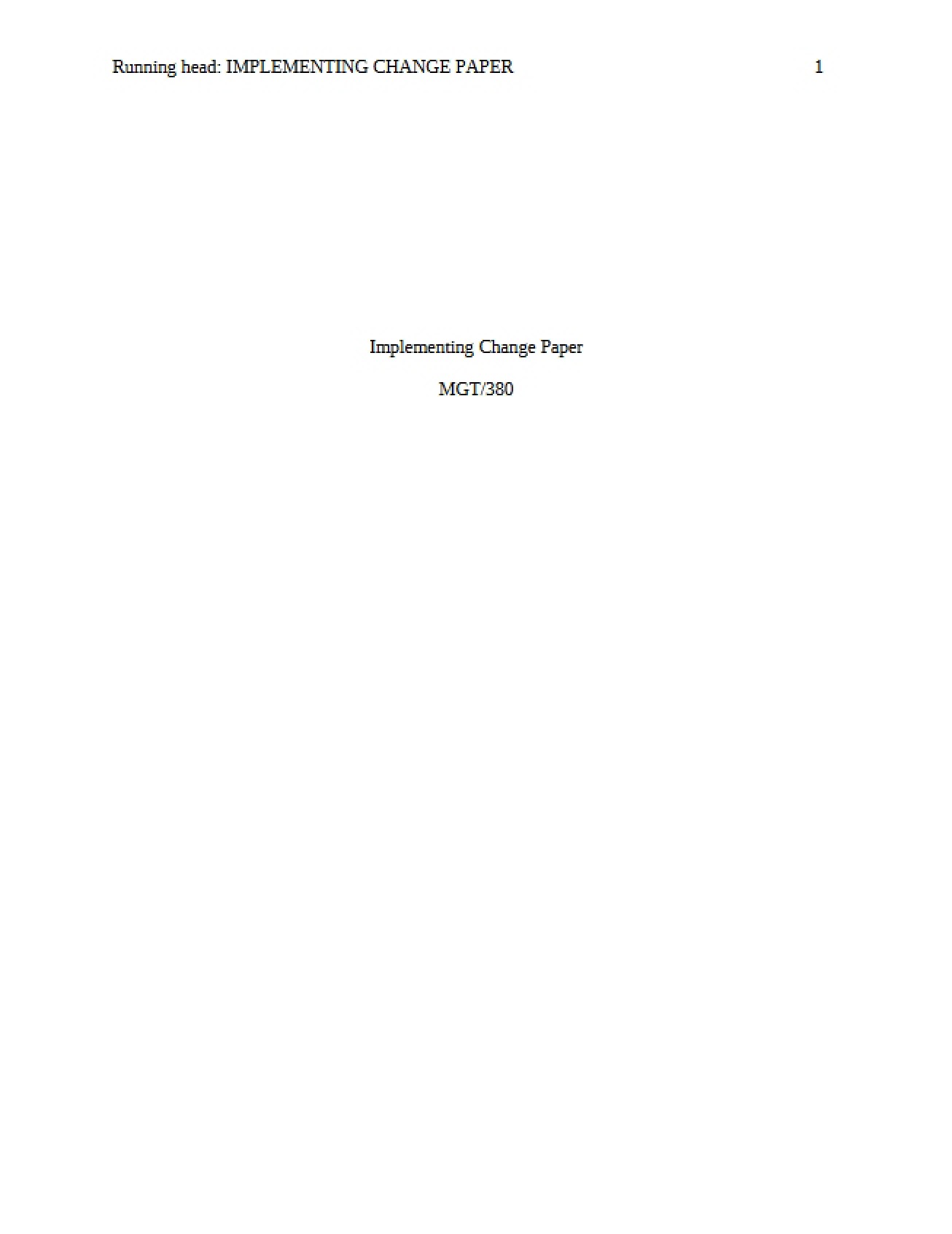 Paper on Change Implementation