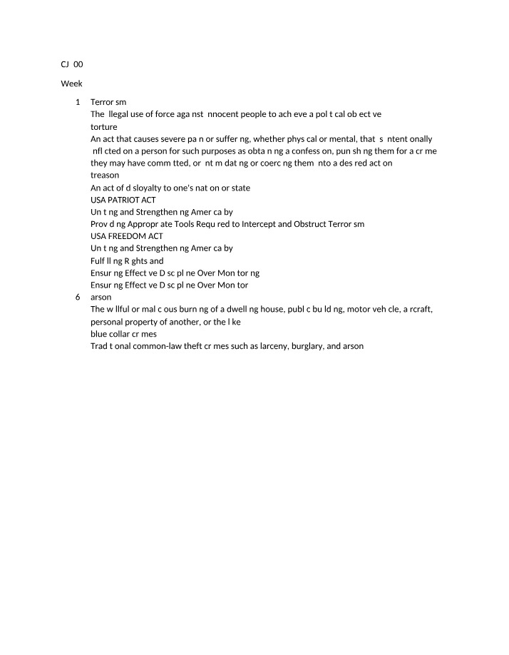 Week 5 Definitions for CJ200