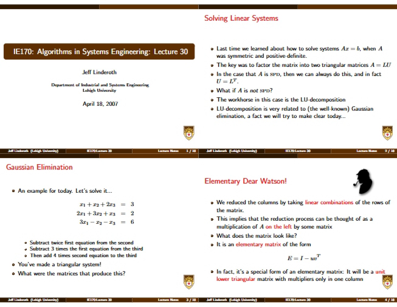Notes on Lecture 30