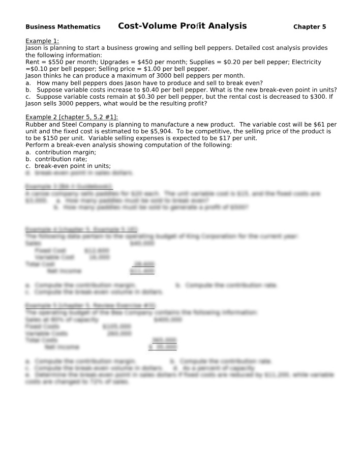 Worksheet for BUQU 1130 Chapter 5