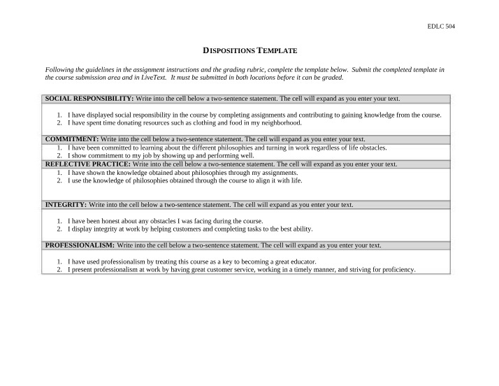 Template for Dispositions