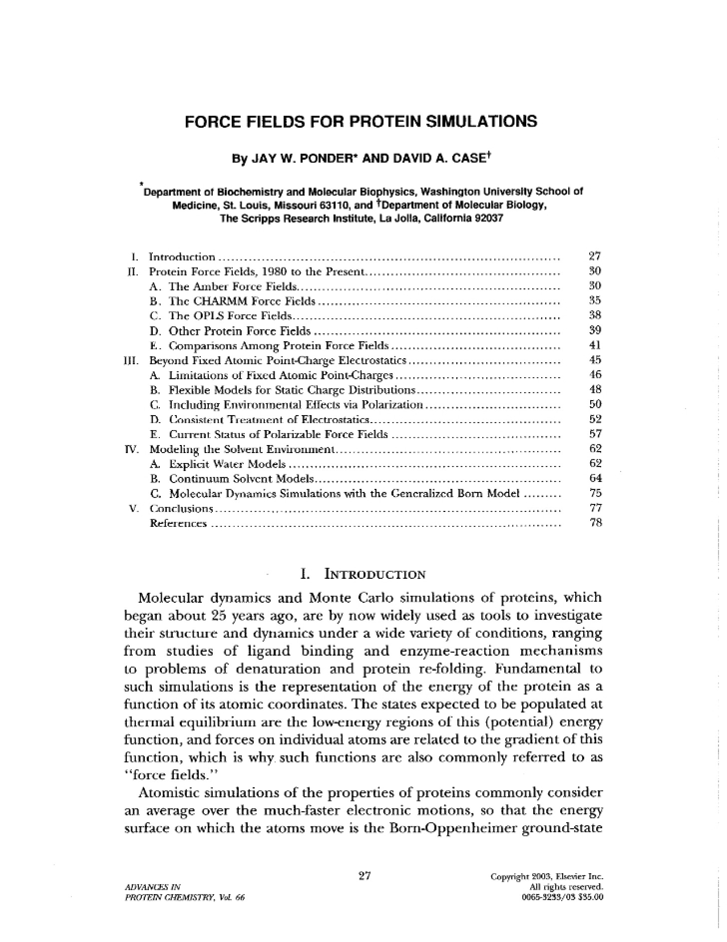 Protein Simulation Force Fields
