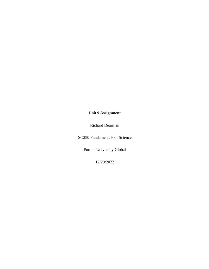 Assignment for Unit 9
