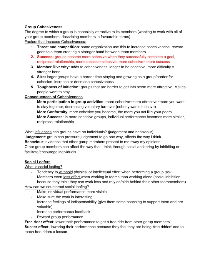 Group Cohesiveness and Social Loafers - OB Notes
