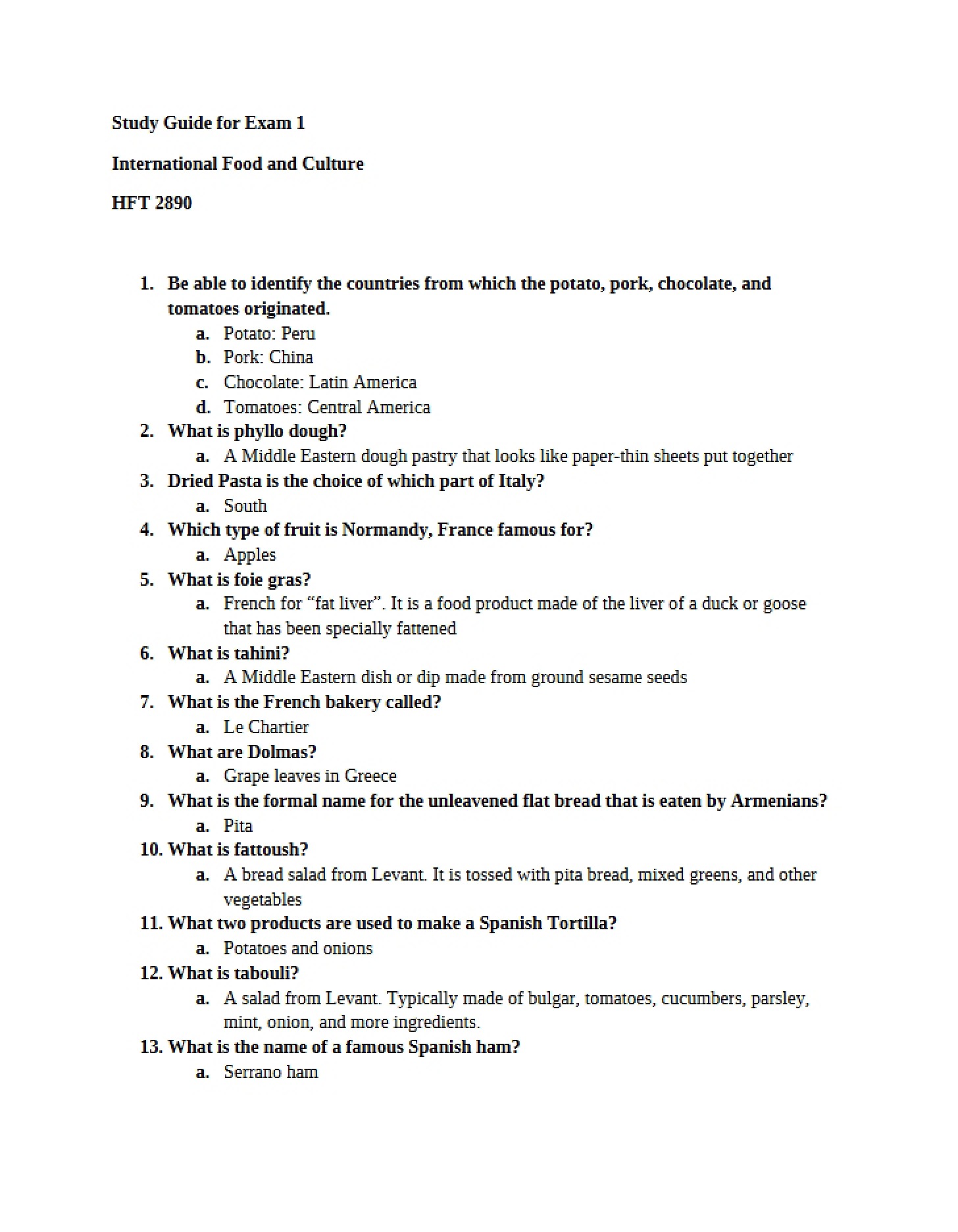 Global Food Traditions Assessment 1