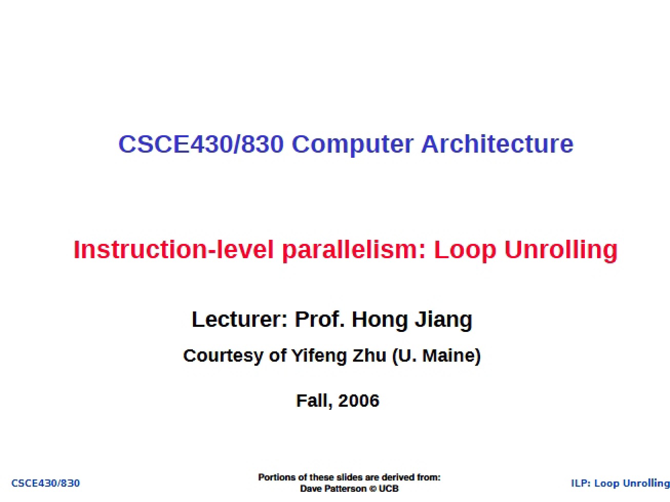Course Lecture Notes