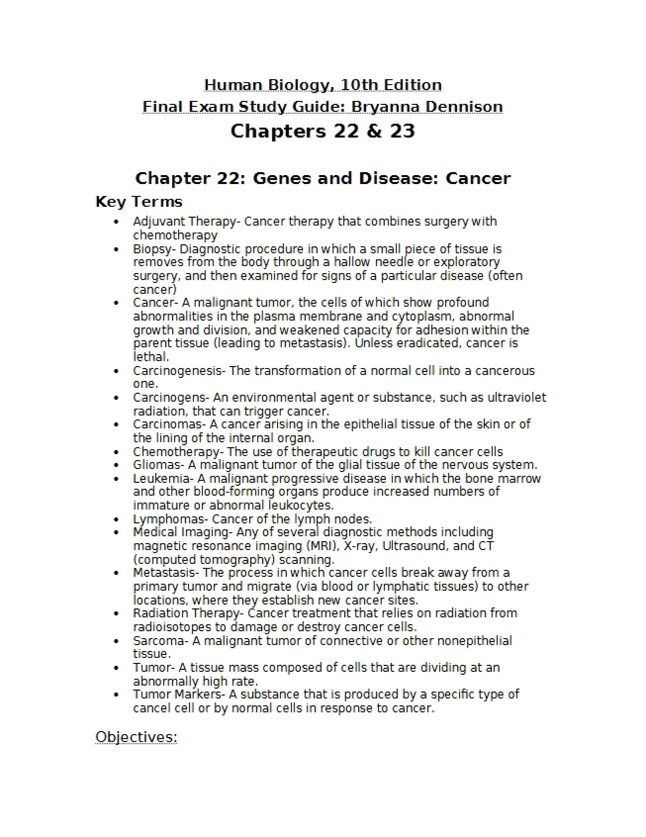 Relationship Between Genes and Cancer Chapter 22