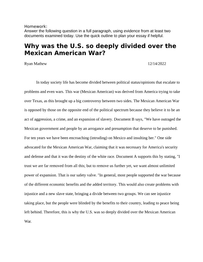 Why the U.S. was divided over the Mexican American War