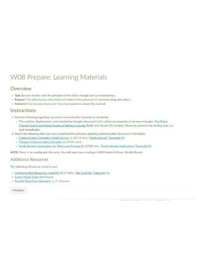 Learning Materials for W08 Prepare