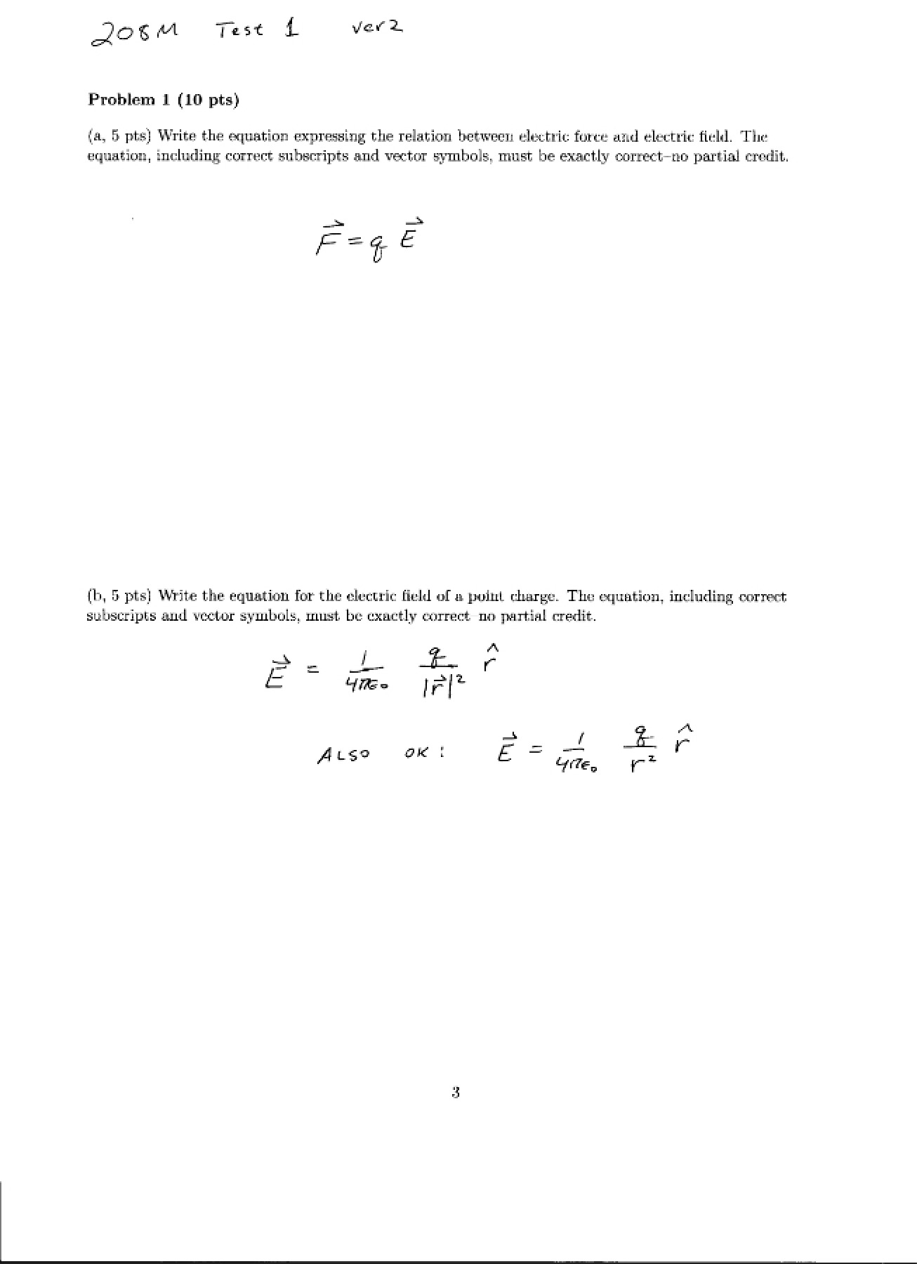 Fall 08 Solution for Test 1 Version 2