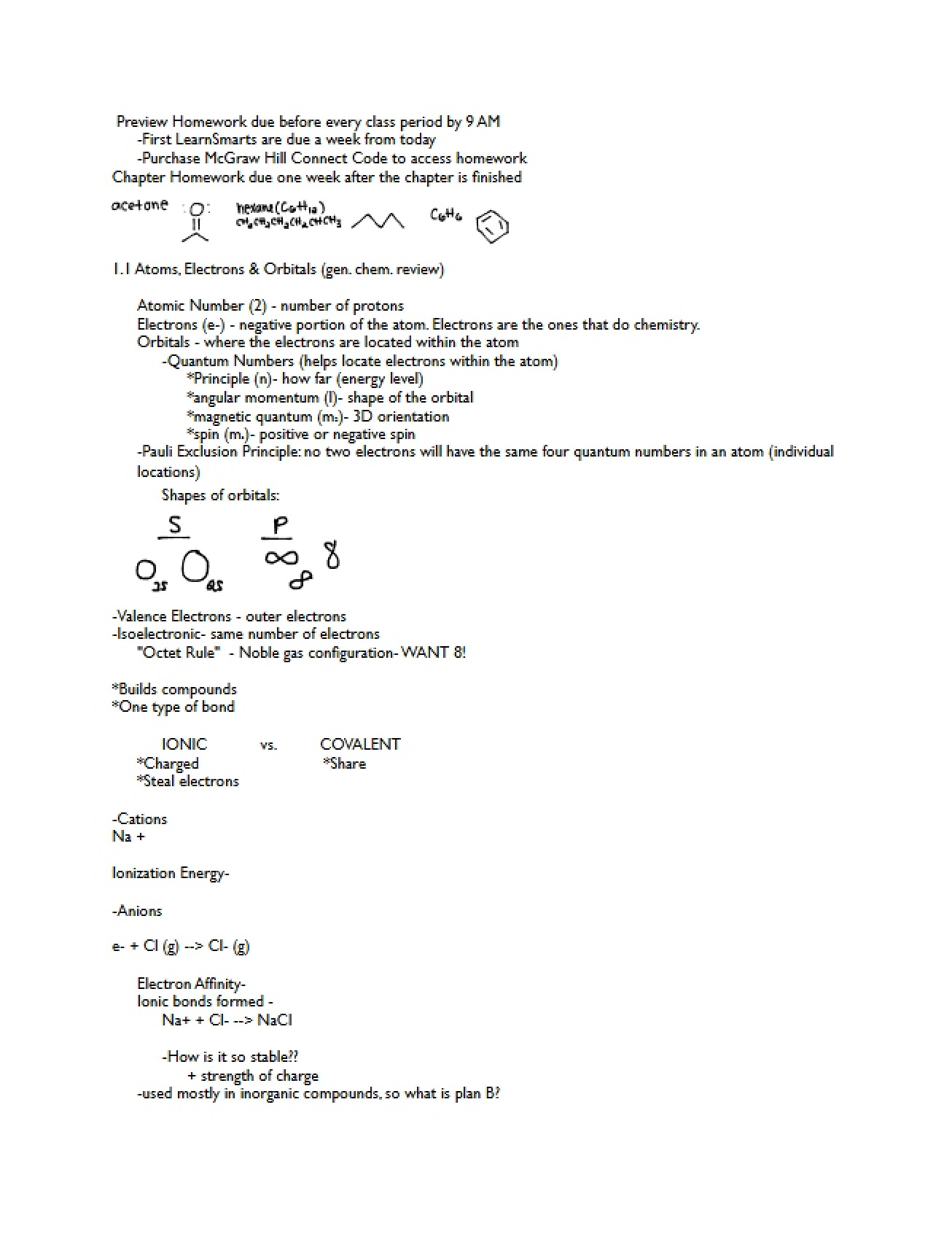 Organic Chemistry I Course Assignment