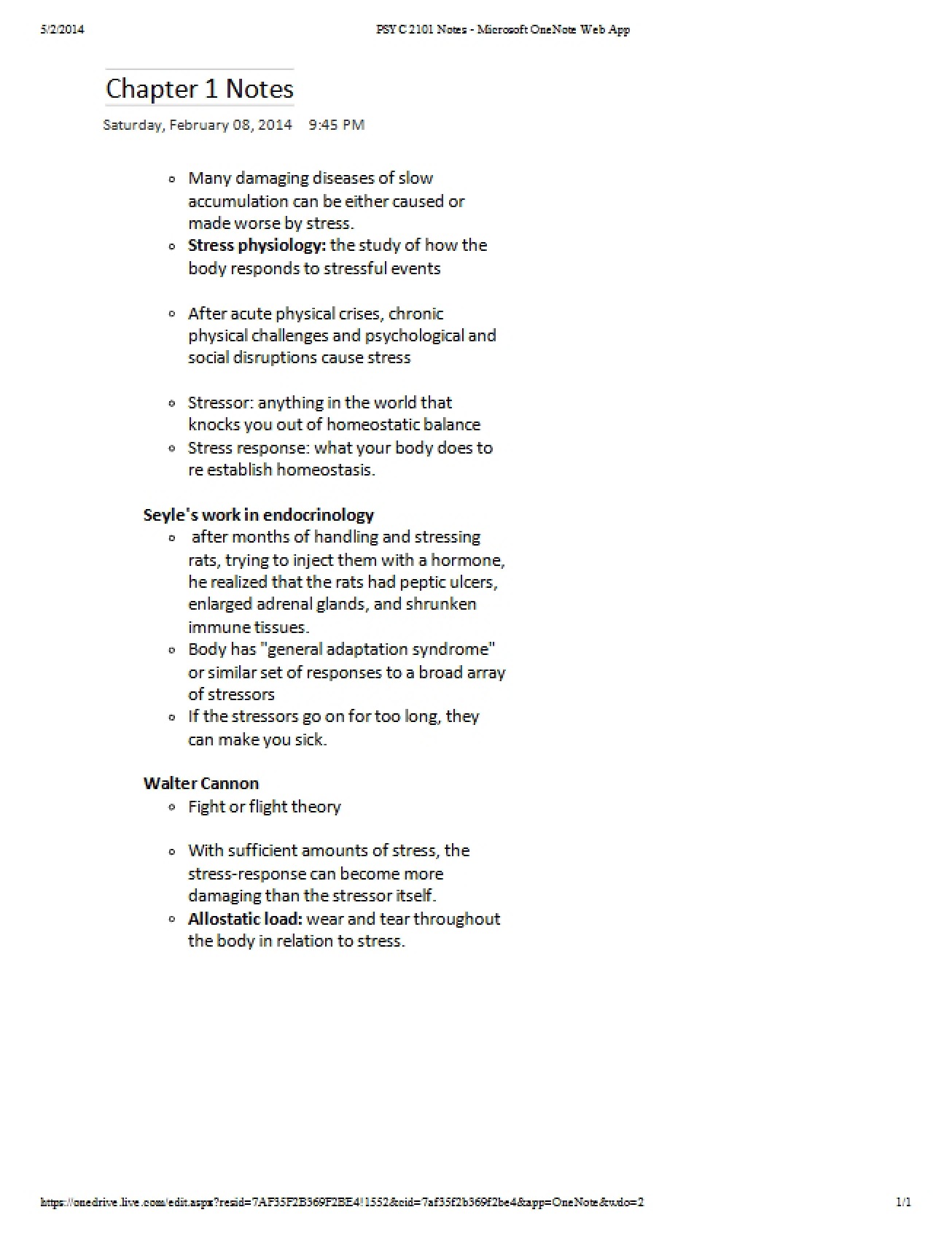 Notes from Chapter One