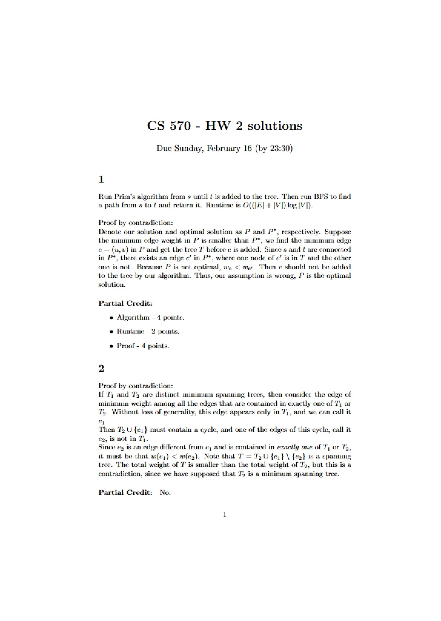 Solutions for CS 570 Homework 2
