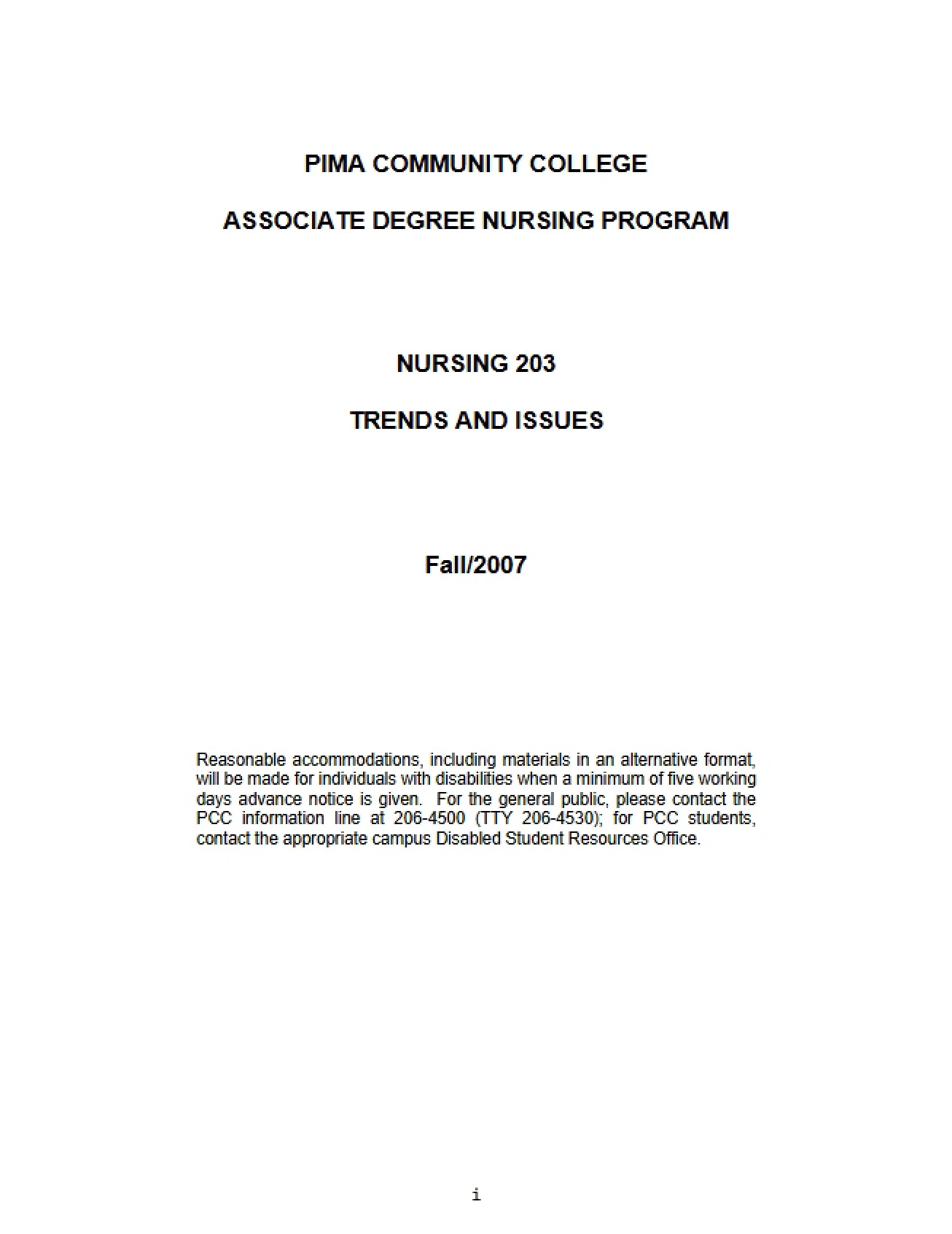 Syllabus for Trends and Issues in Nursing