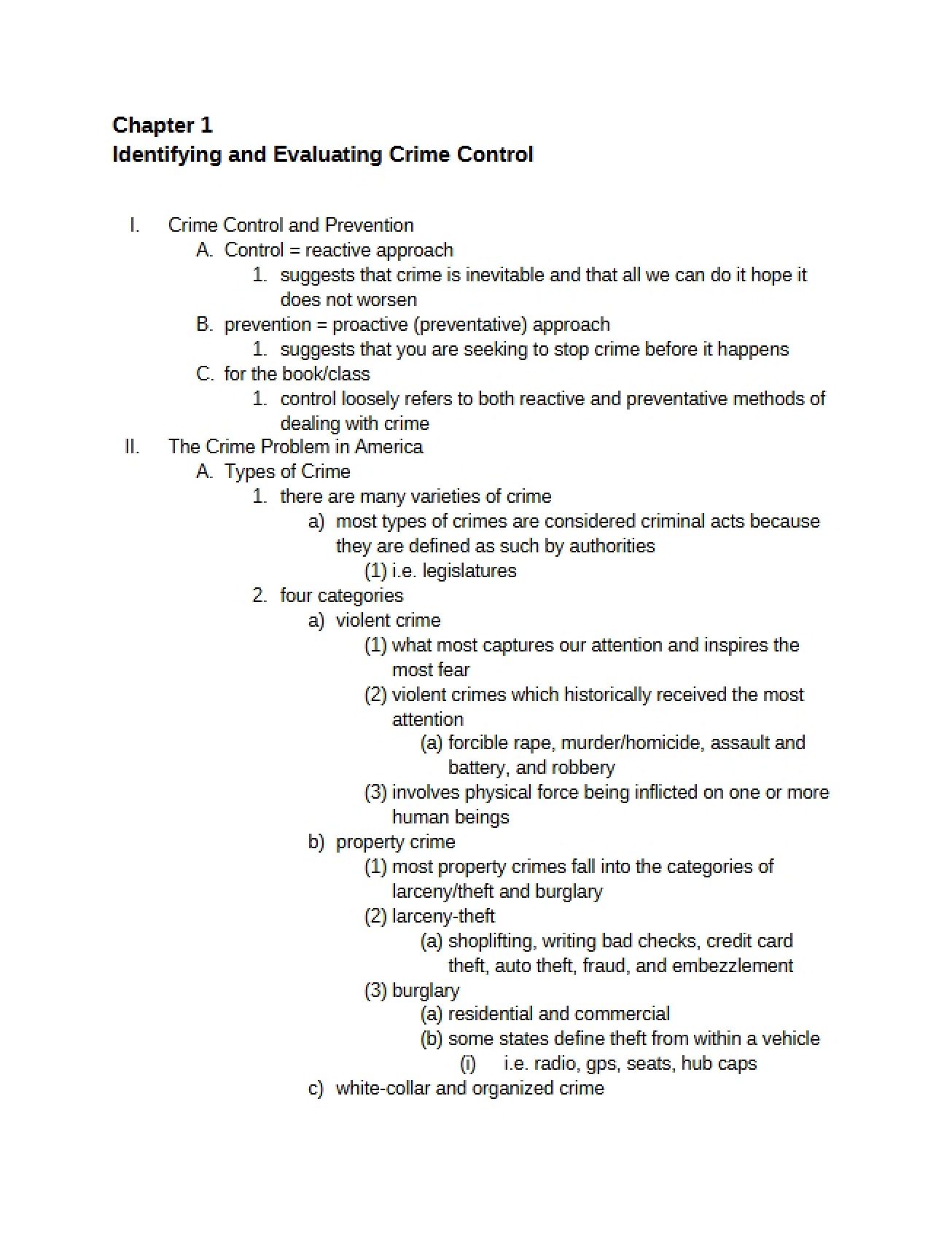 Evaluating Crime Control - Chapter One - Part One