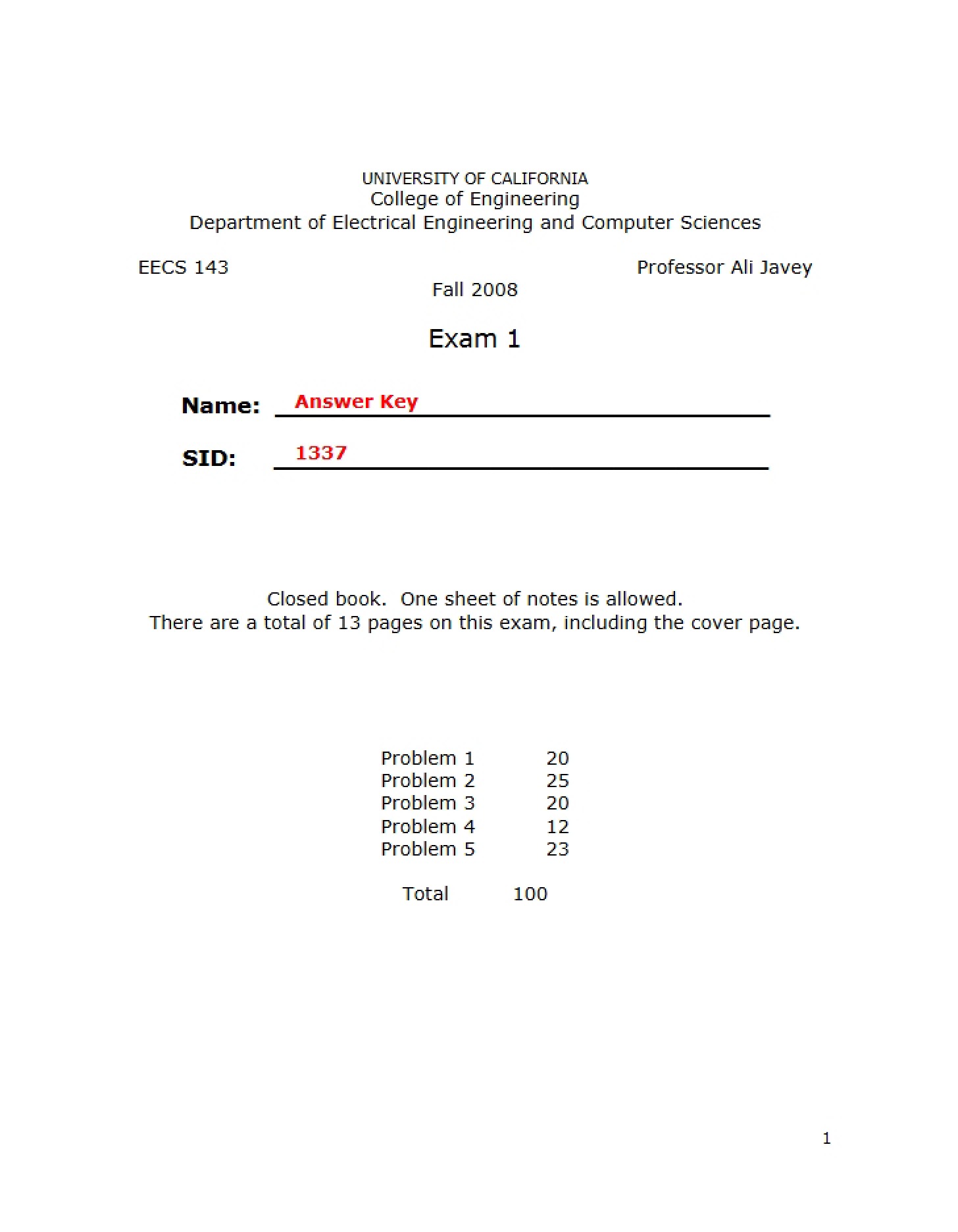 First Examination