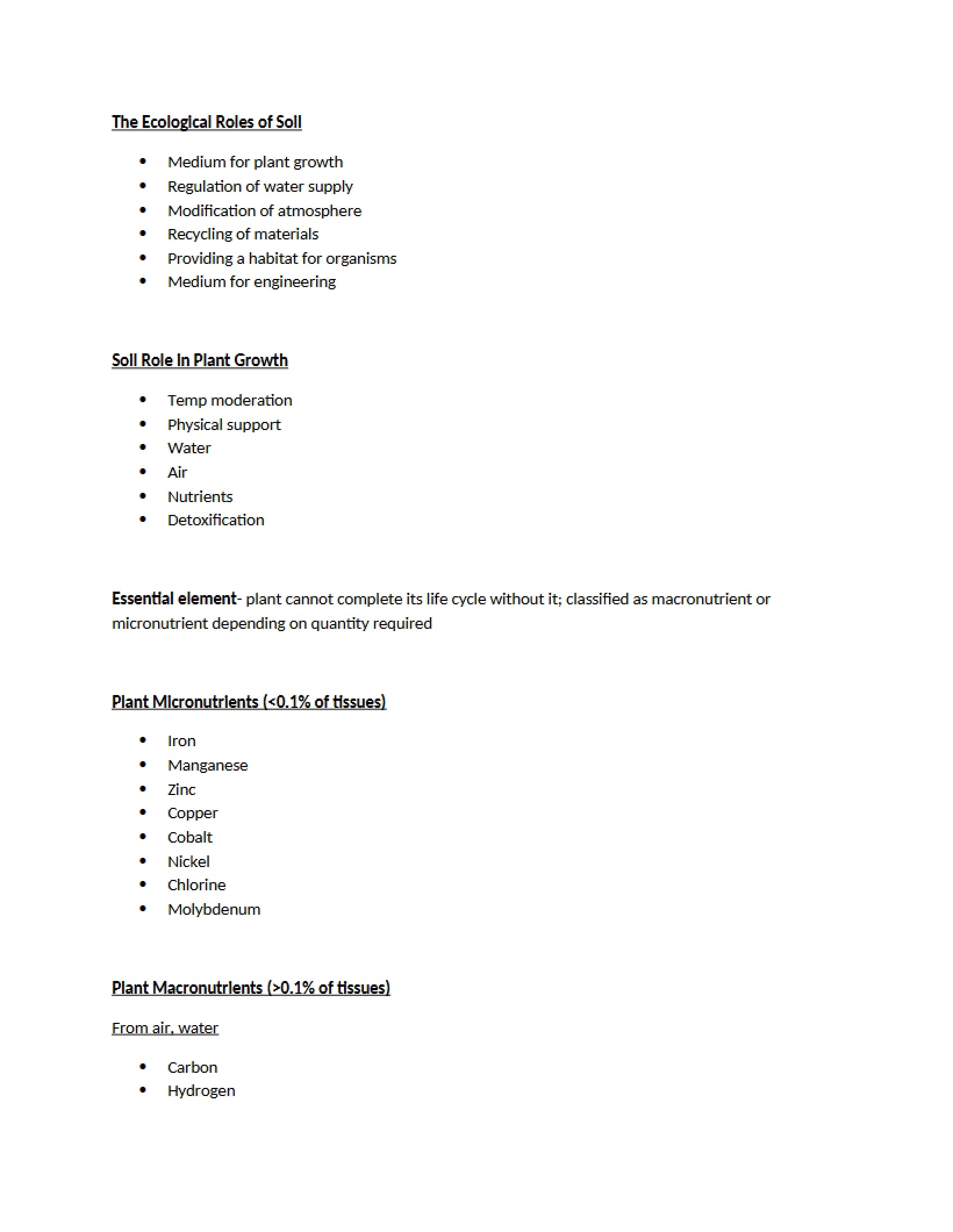 Roles of Soil in Ecology