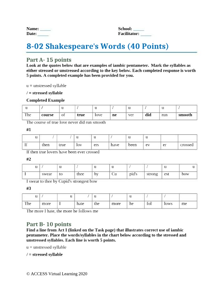 Words of Shakespeare