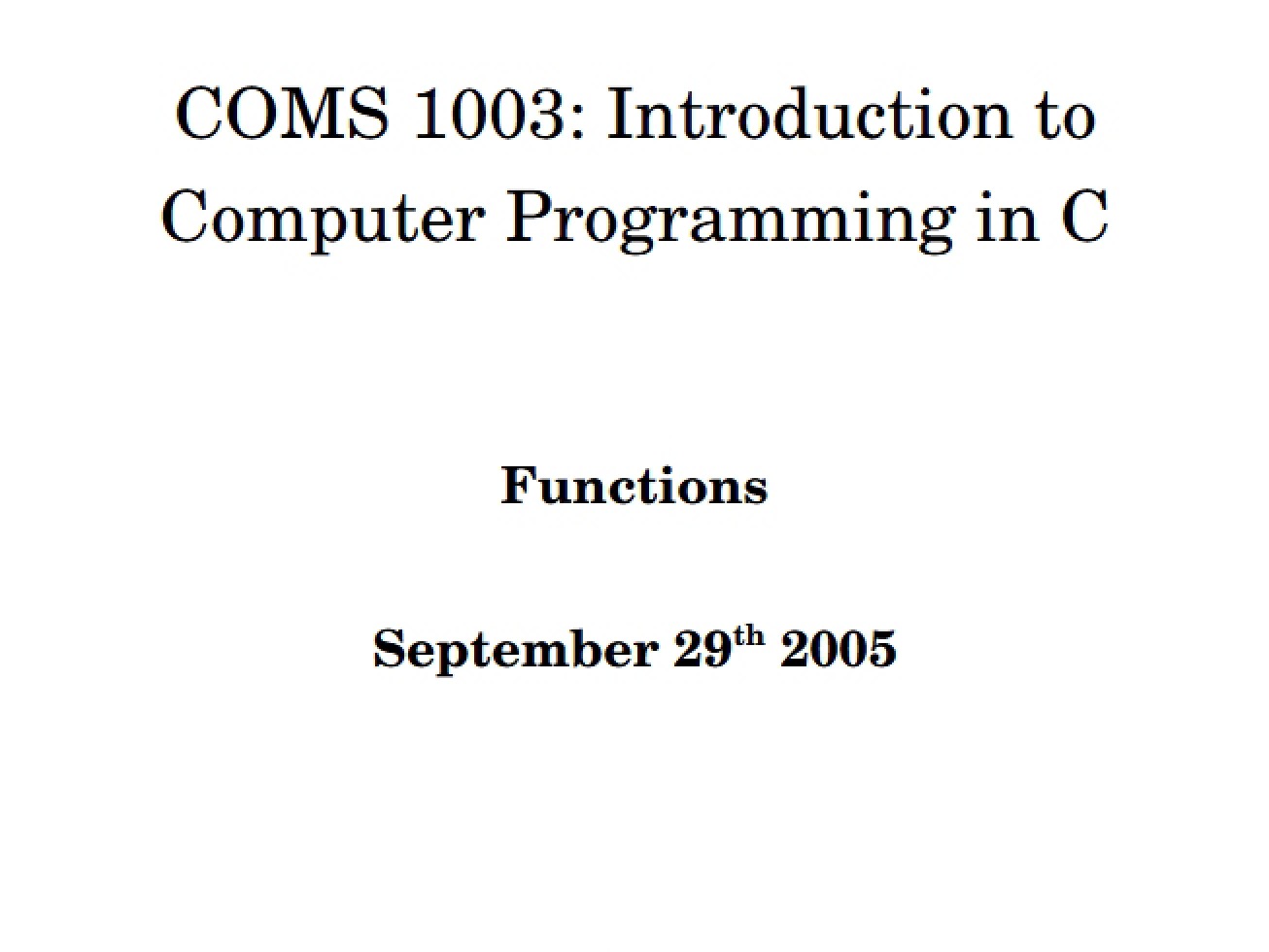 C Programming Functions (1)