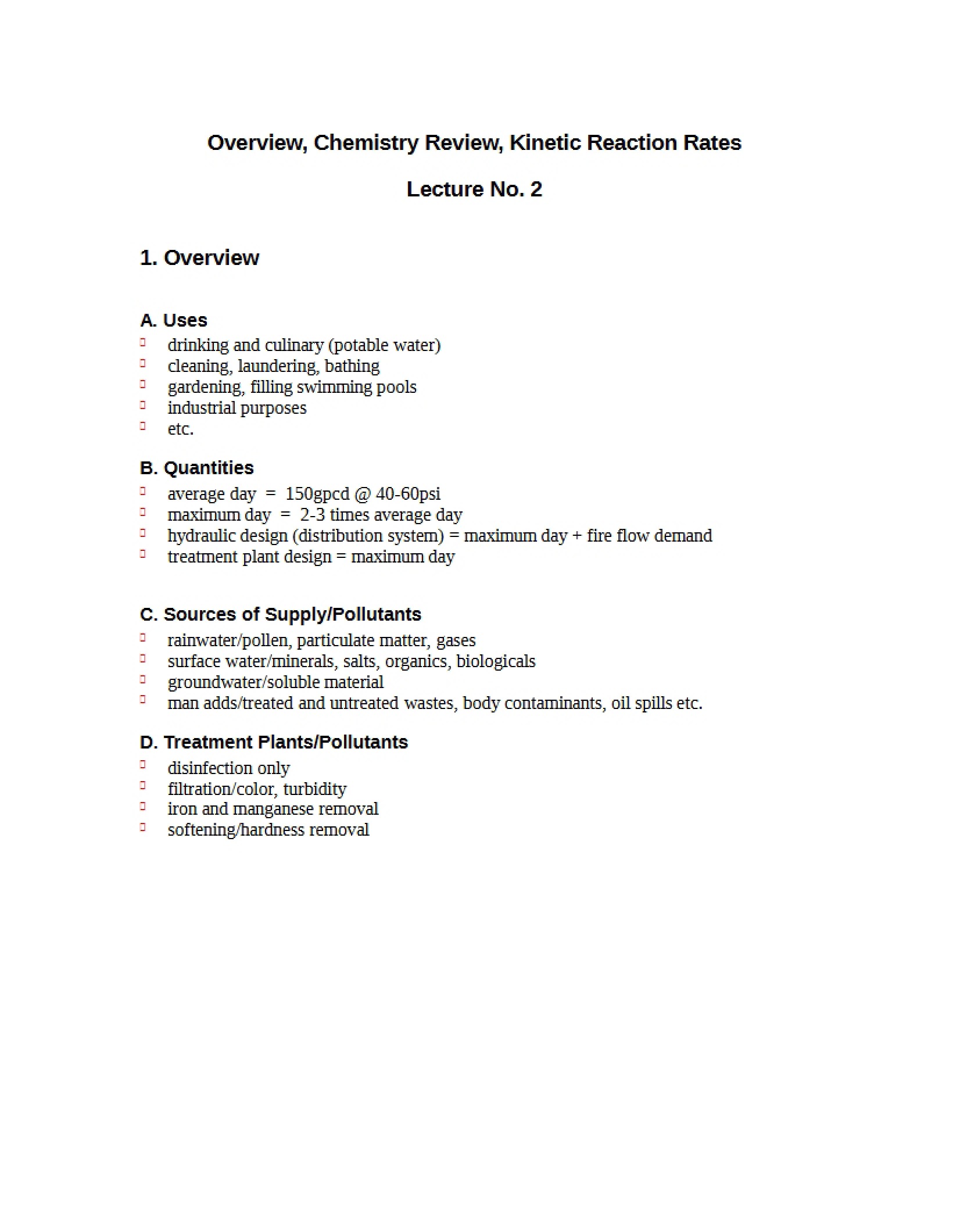 Kinetic Reaction Rates and Chemistry Review