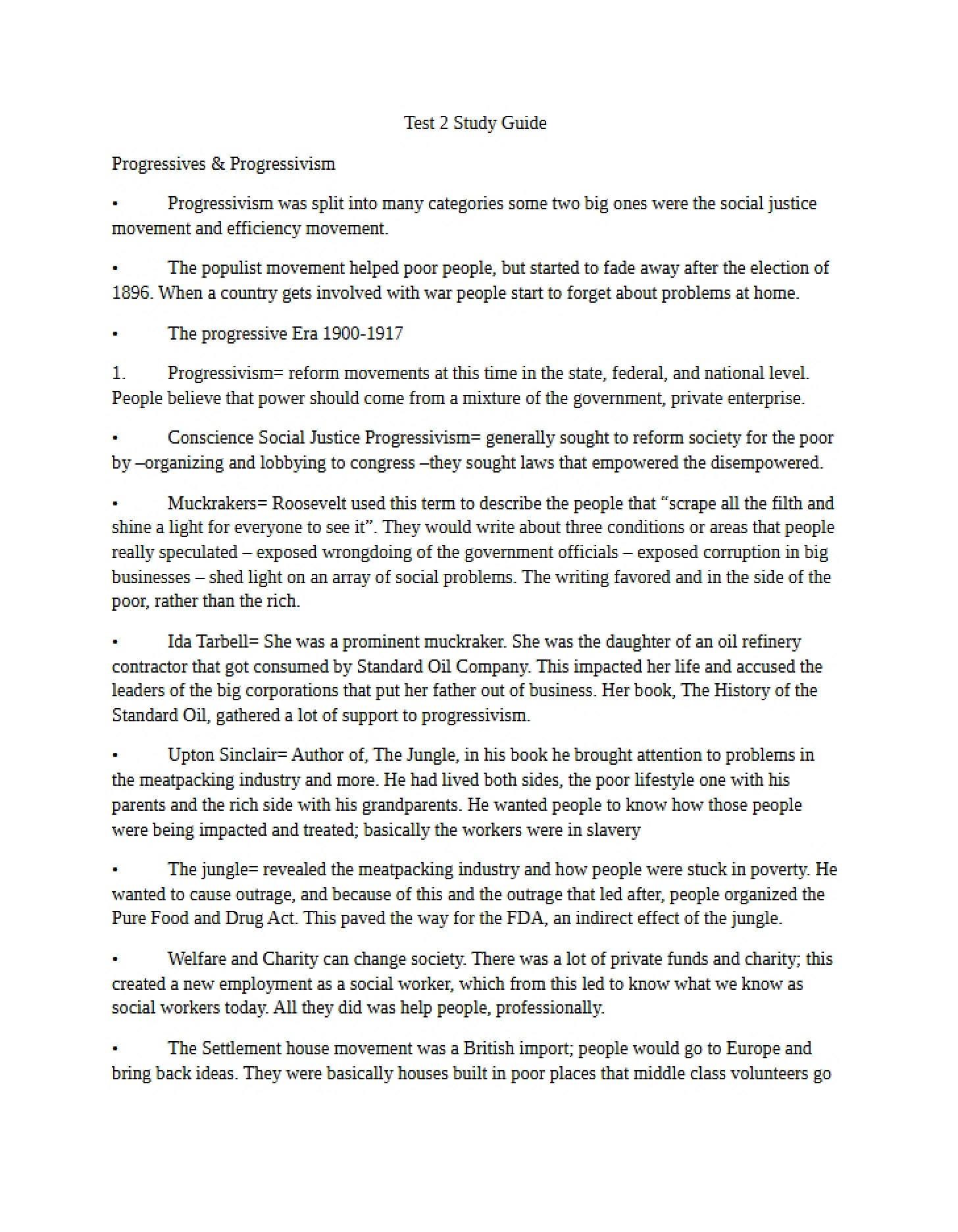 Unit Two Examination Preparation Document