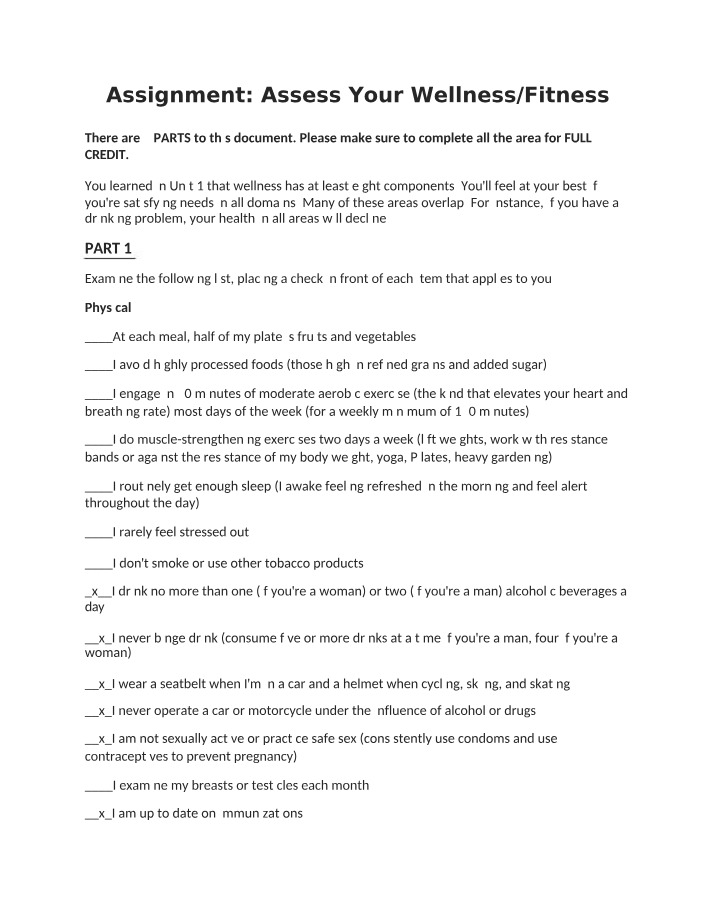 Wellness and Fitness Assessment Guide