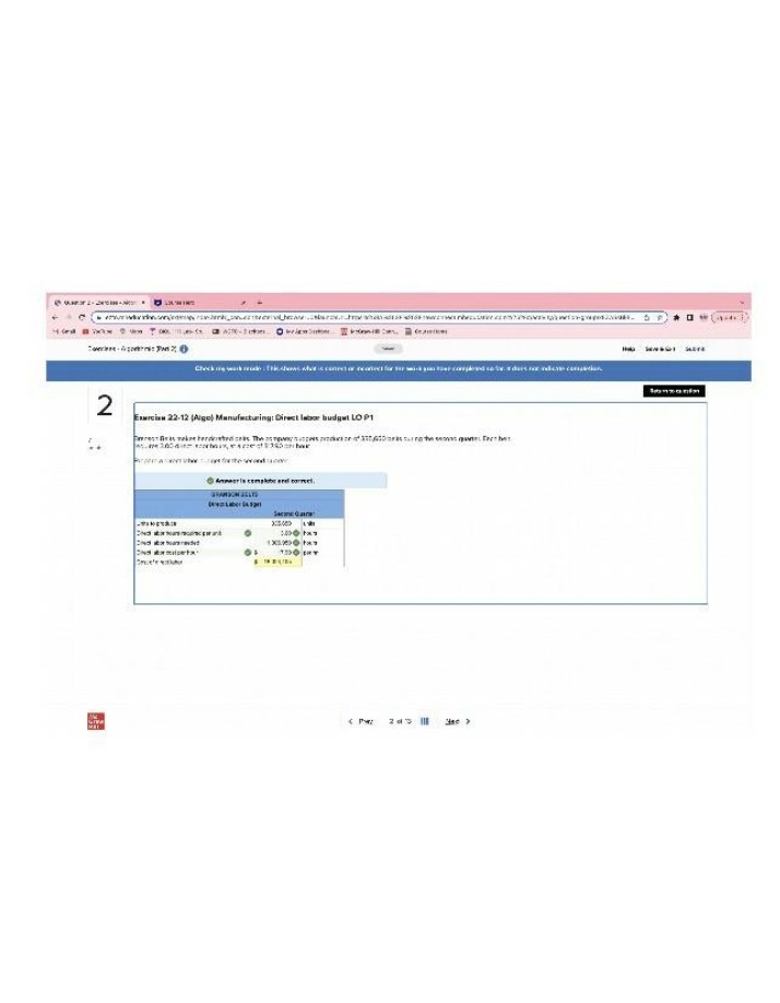 Direct Labor Budget - Exercise 22-12 (Algo) Manufacturing