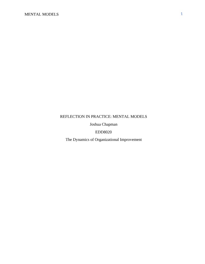 Reflection in Practice - Mental Models for Organizations
