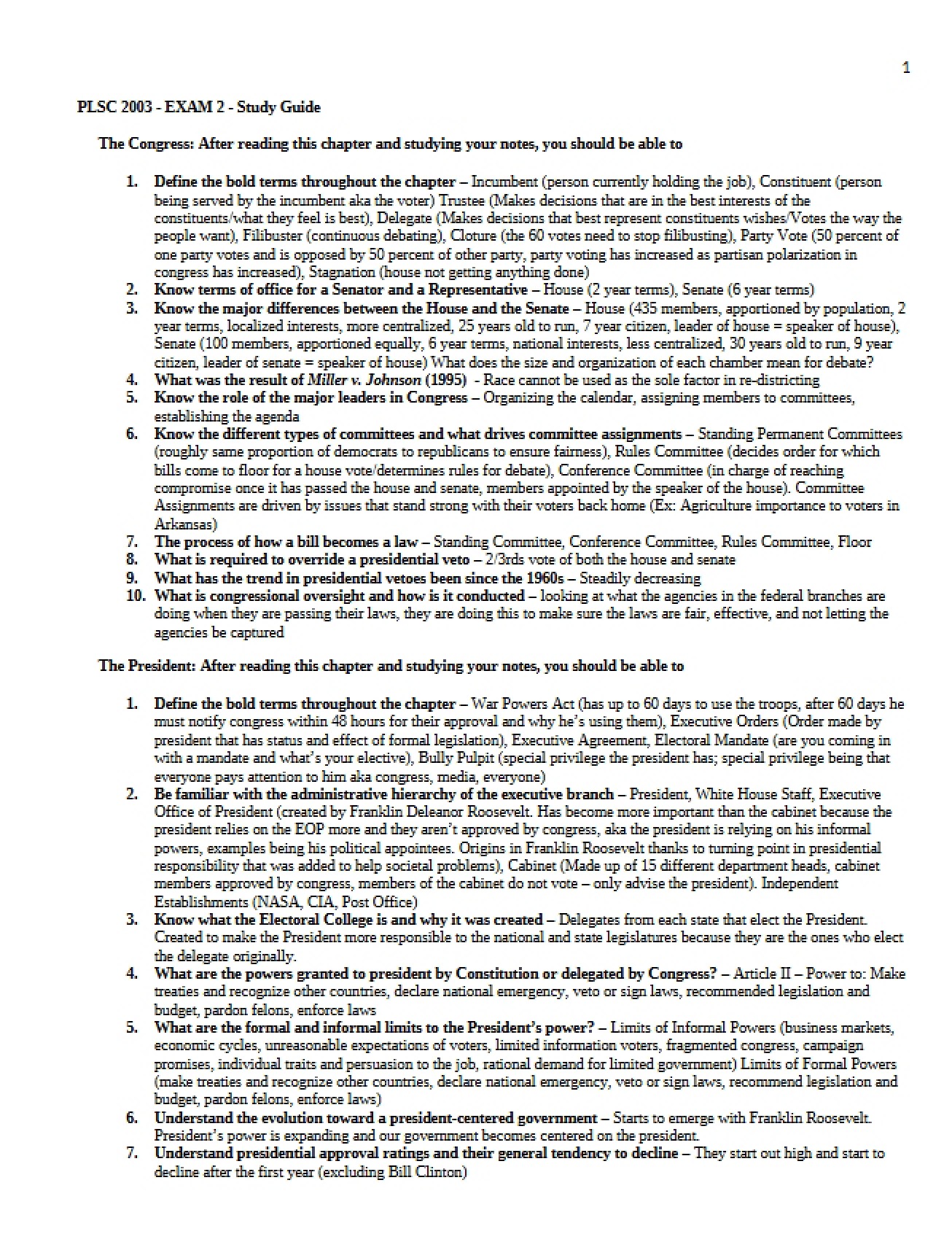 Second Exam for American National Government