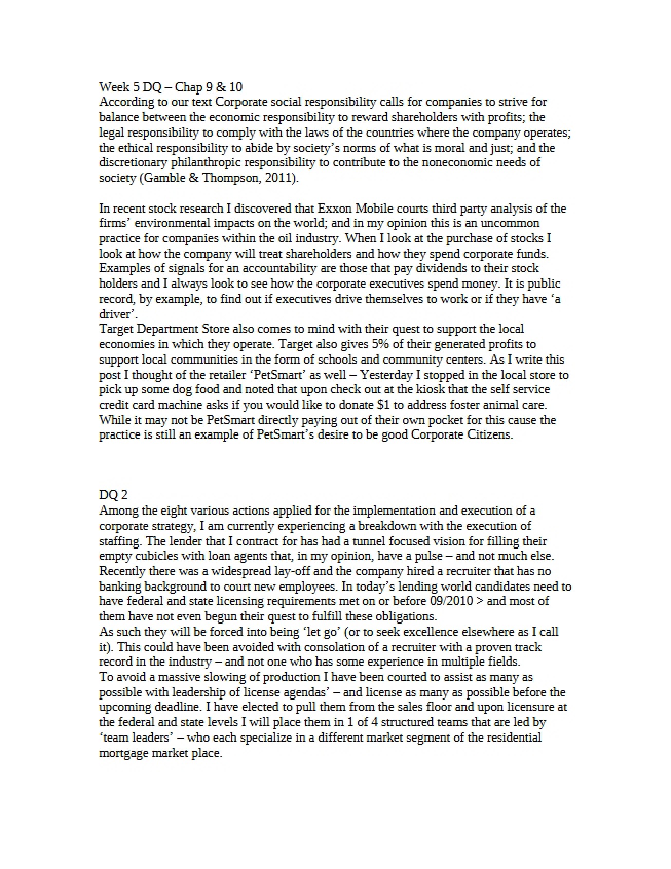 Discussion Question for Week Five