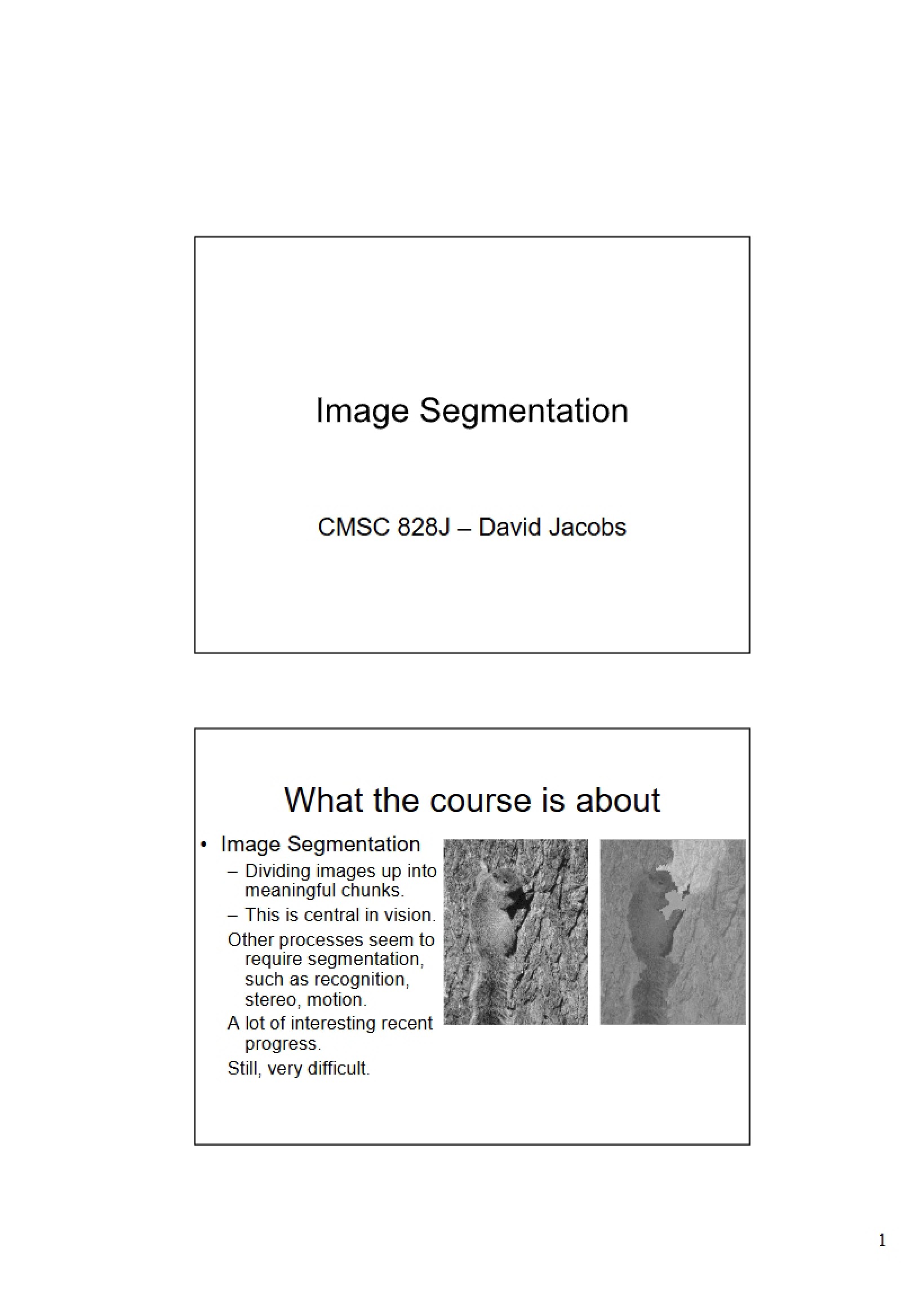 Segmentation of Images