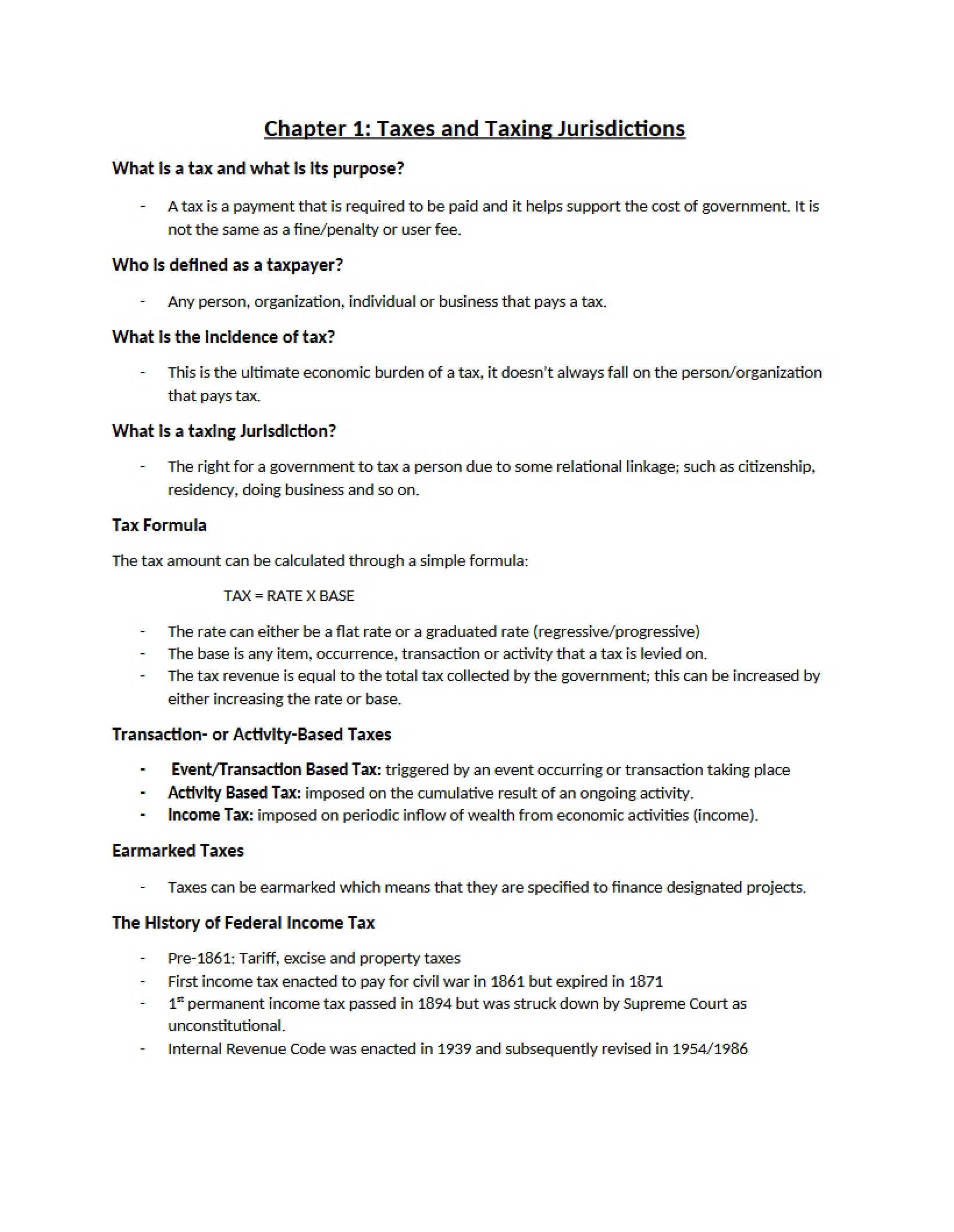 Chapter 1 Taxing Jurisdictions and Taxes