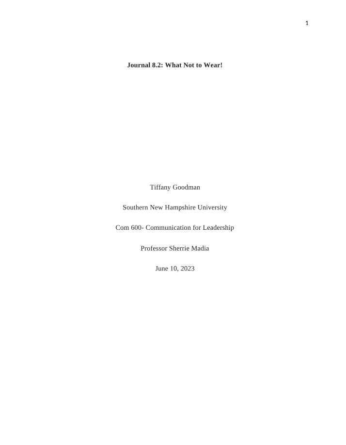 What Not to Wear - COM 600 Journal 8.2
