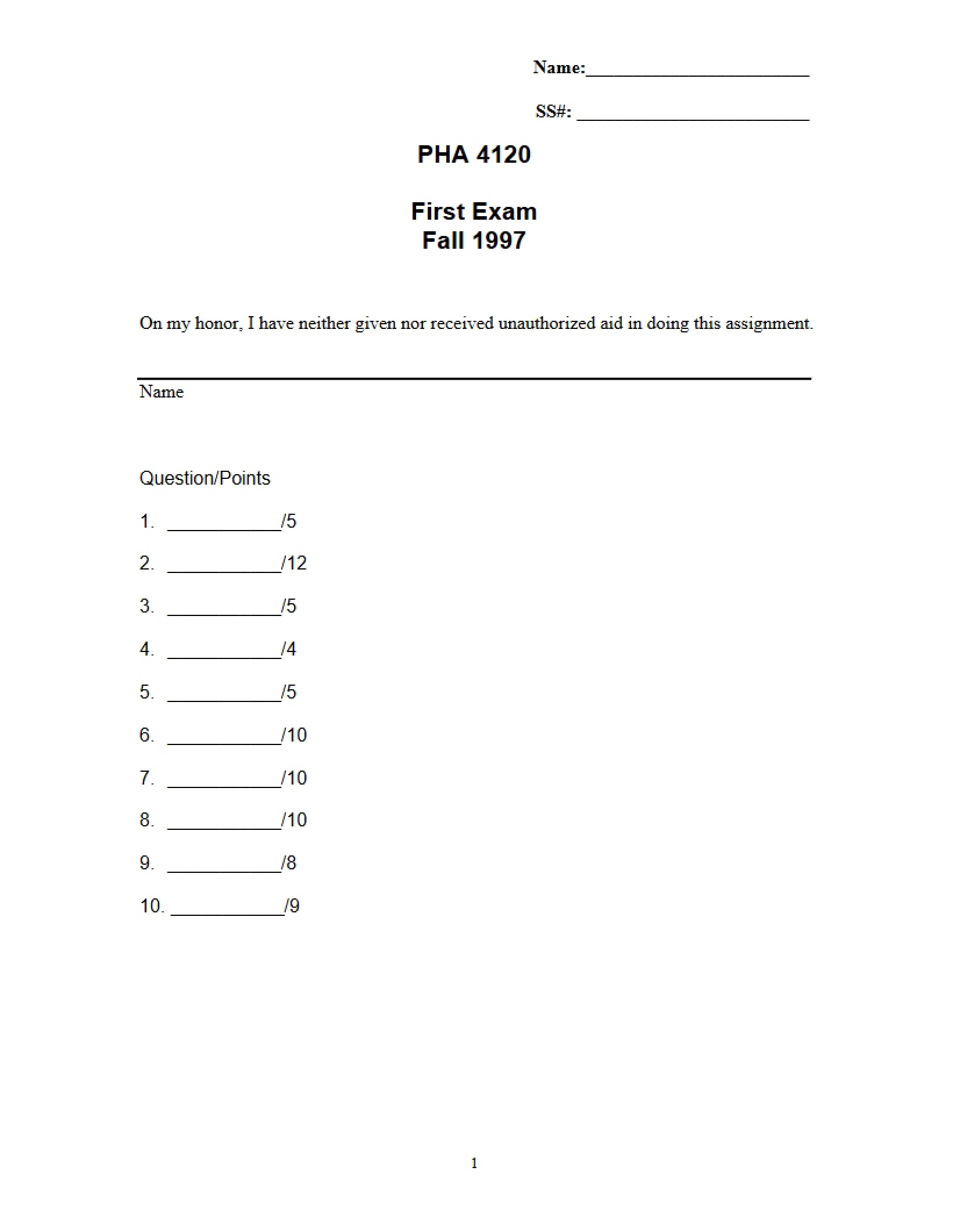 Exam One