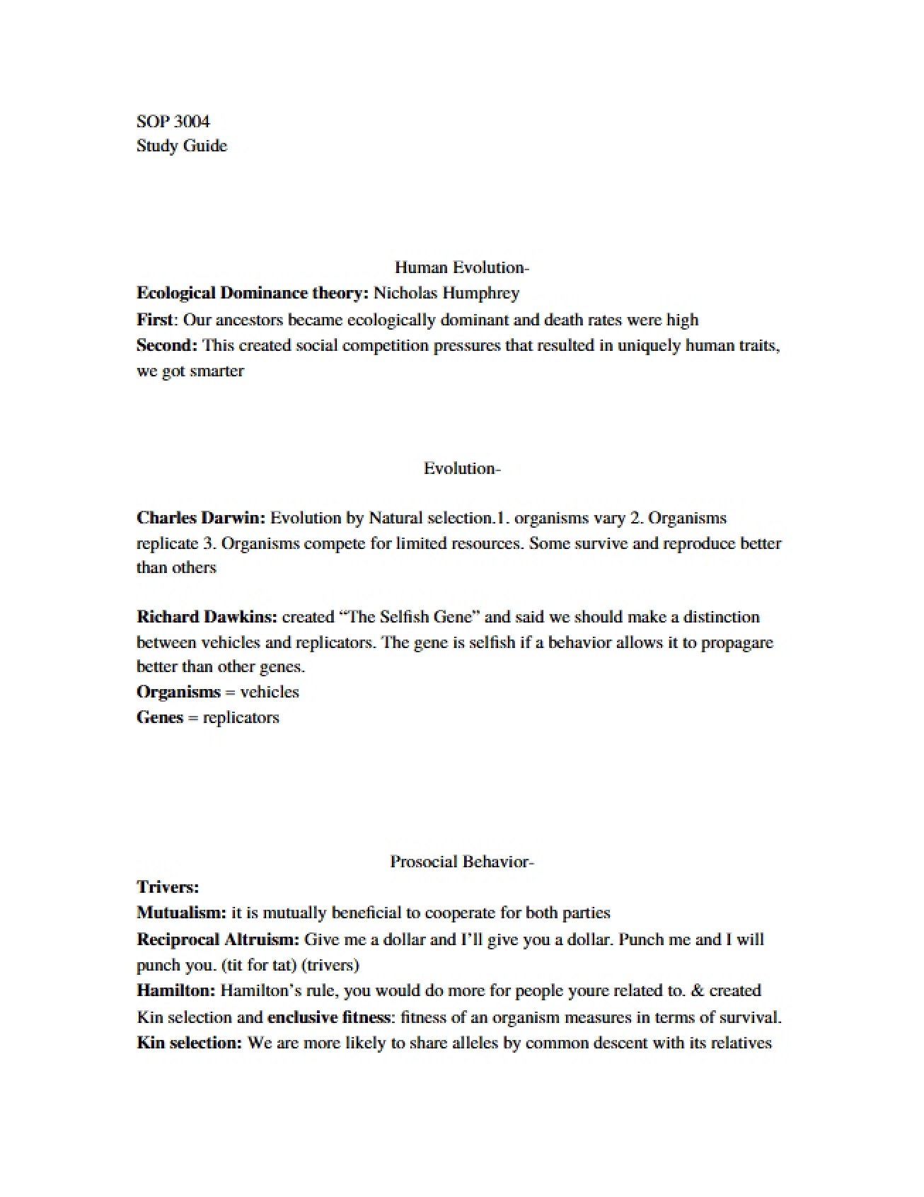 Theory of Ecological Dominance